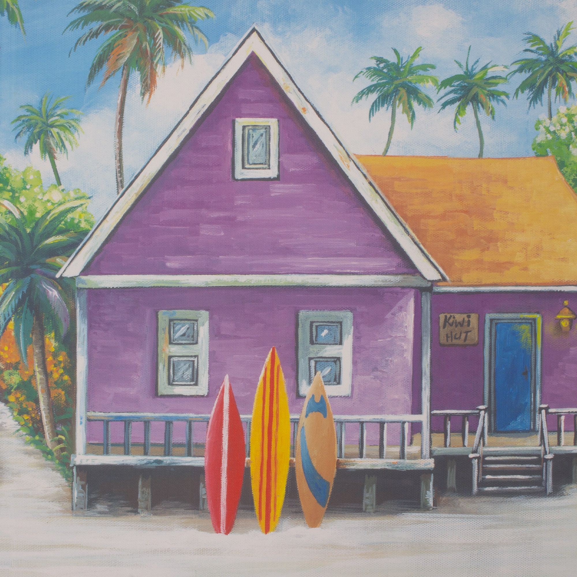 Coastal Cabins Crop Outdoor Canvas Art Print - 16"x48"
