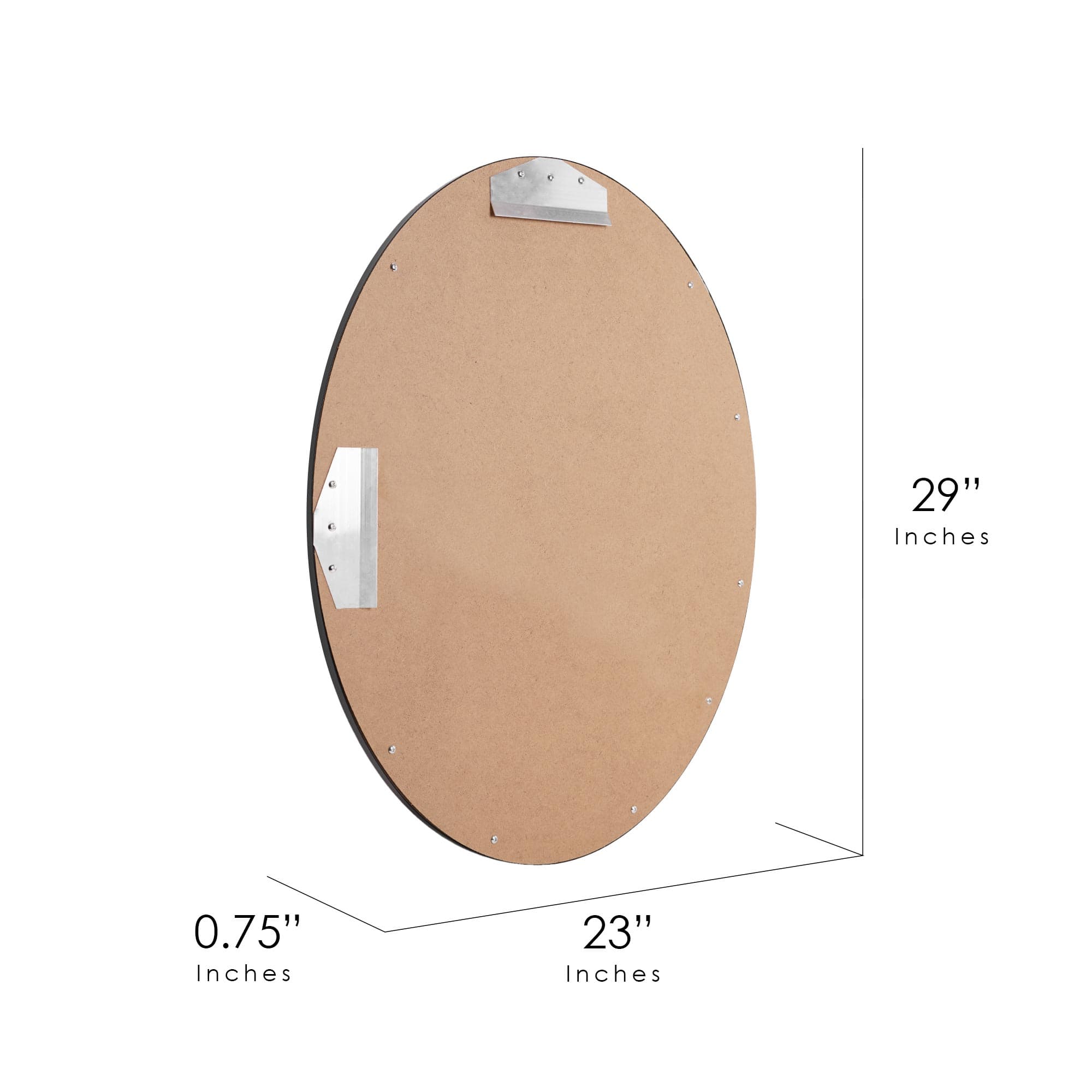 Classic Black Oval Metal Framed Beveled Vanity Wall Mirror - 23" x 29"