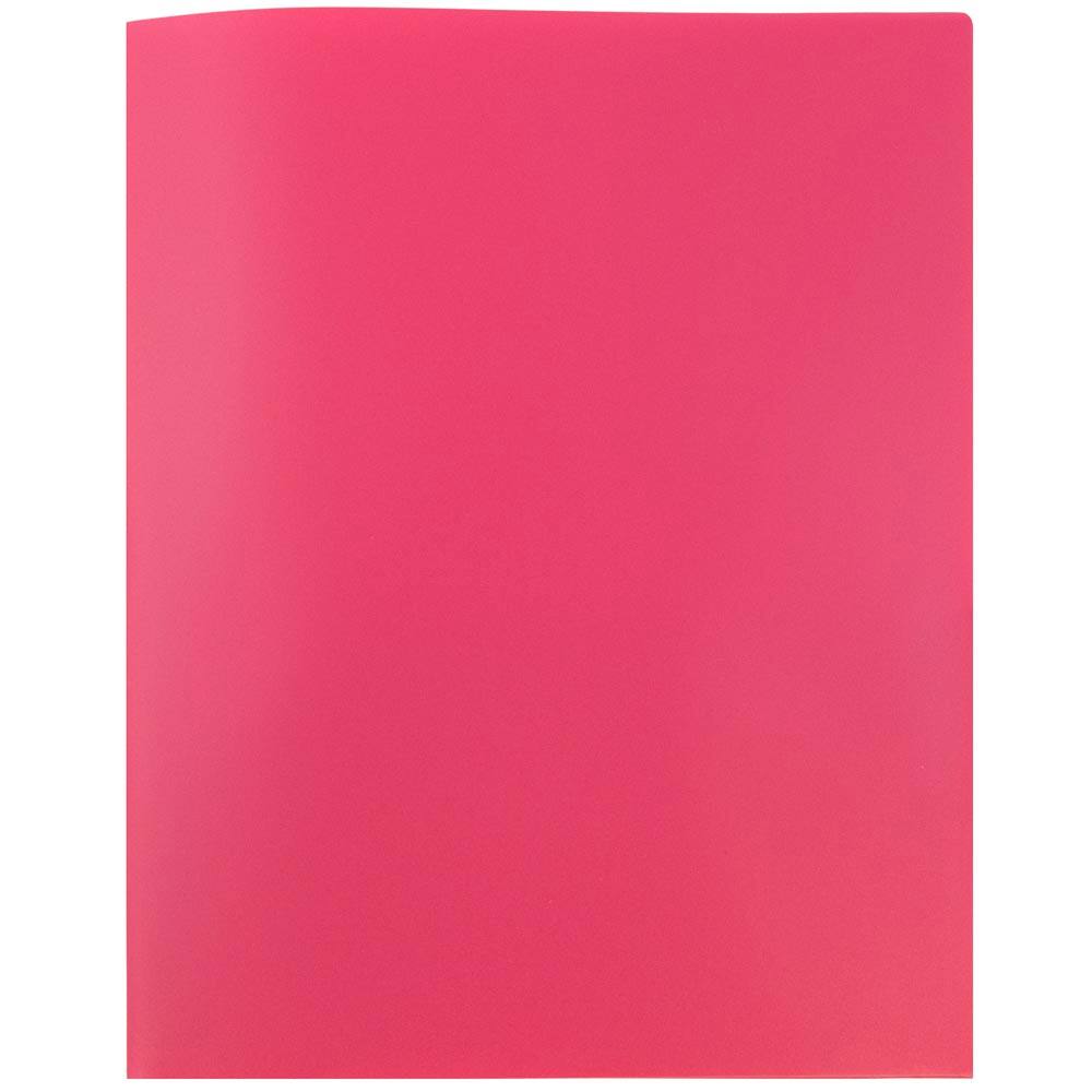JAM Paper 9.5" x 11" Fuchsia Pink Plastic 2 Pocket POP Folders, 6ct.