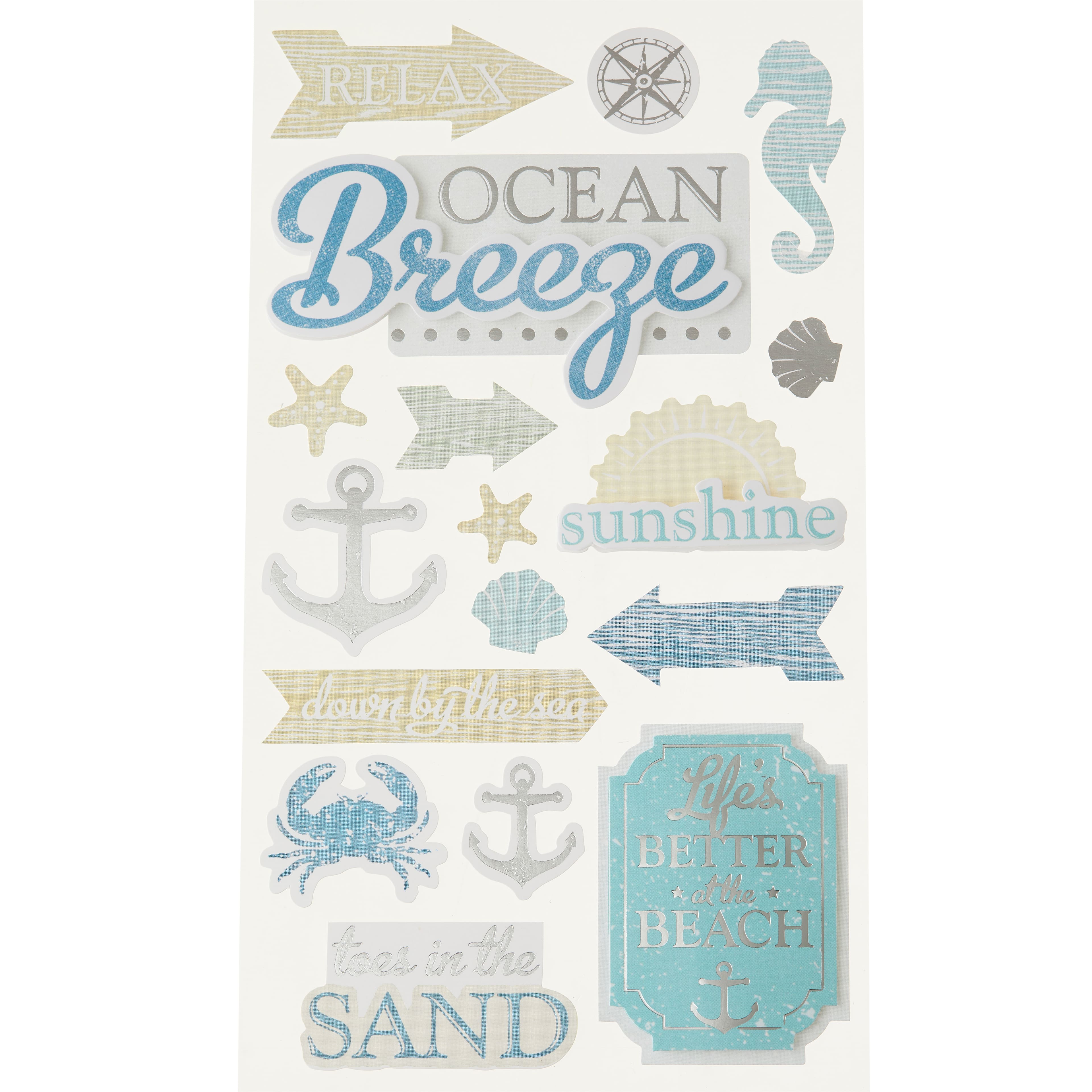 12 Pack: Ocean Breeze Stickers by Recollections&#x2122;