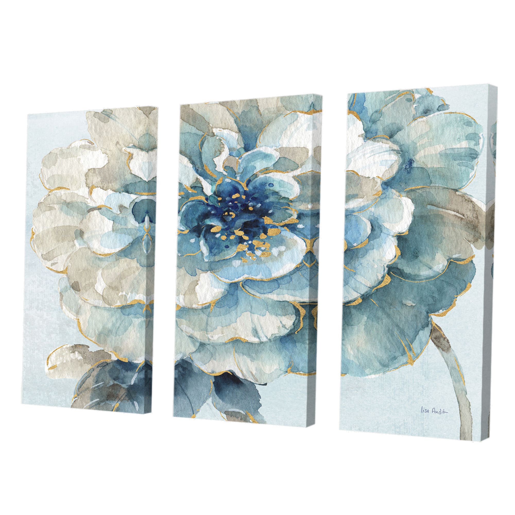 Designart - Indigold Watercolor Flower II - Farmhouse Canvas Artwork