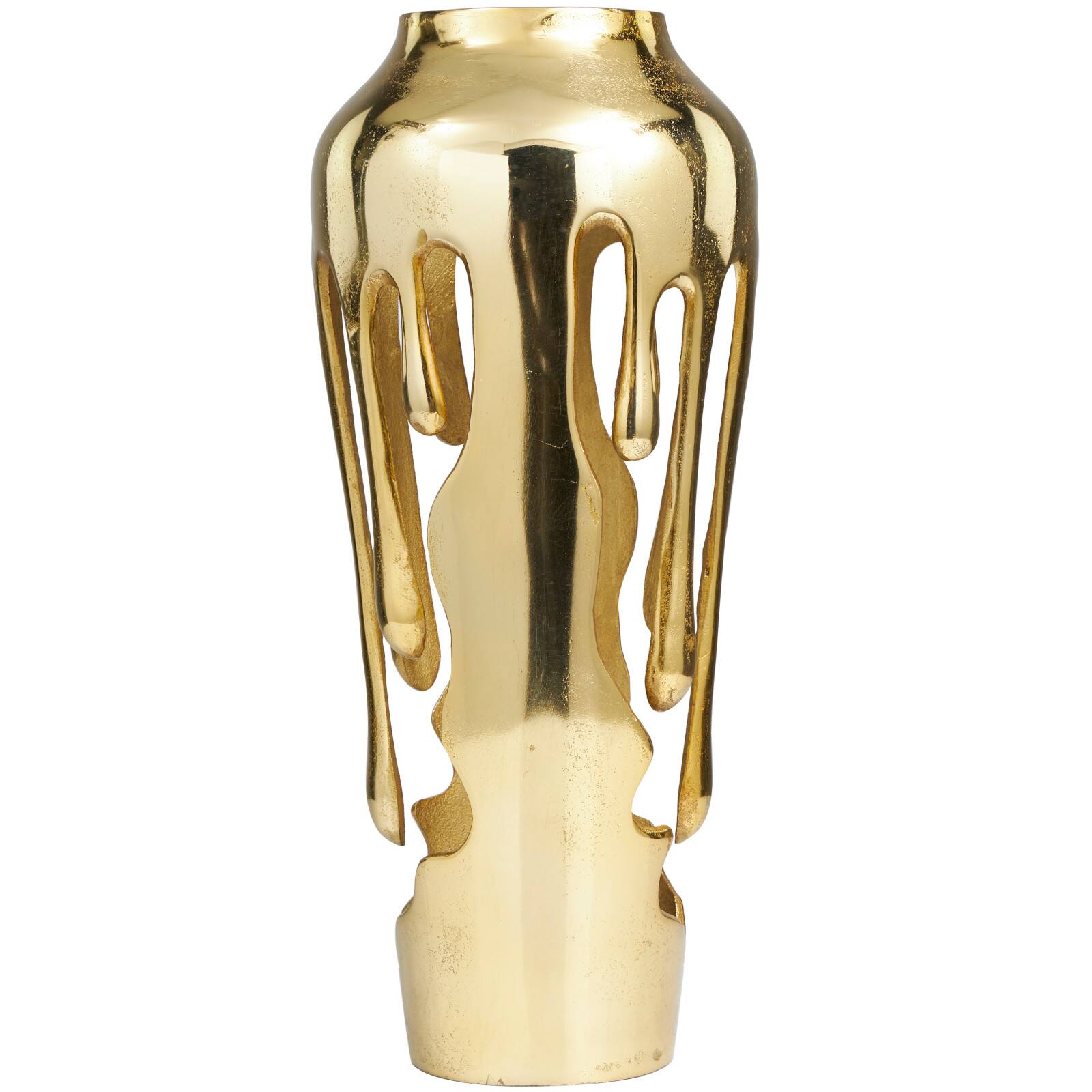 19" Gold Aluminum Drip Vase with Melting Designed Body