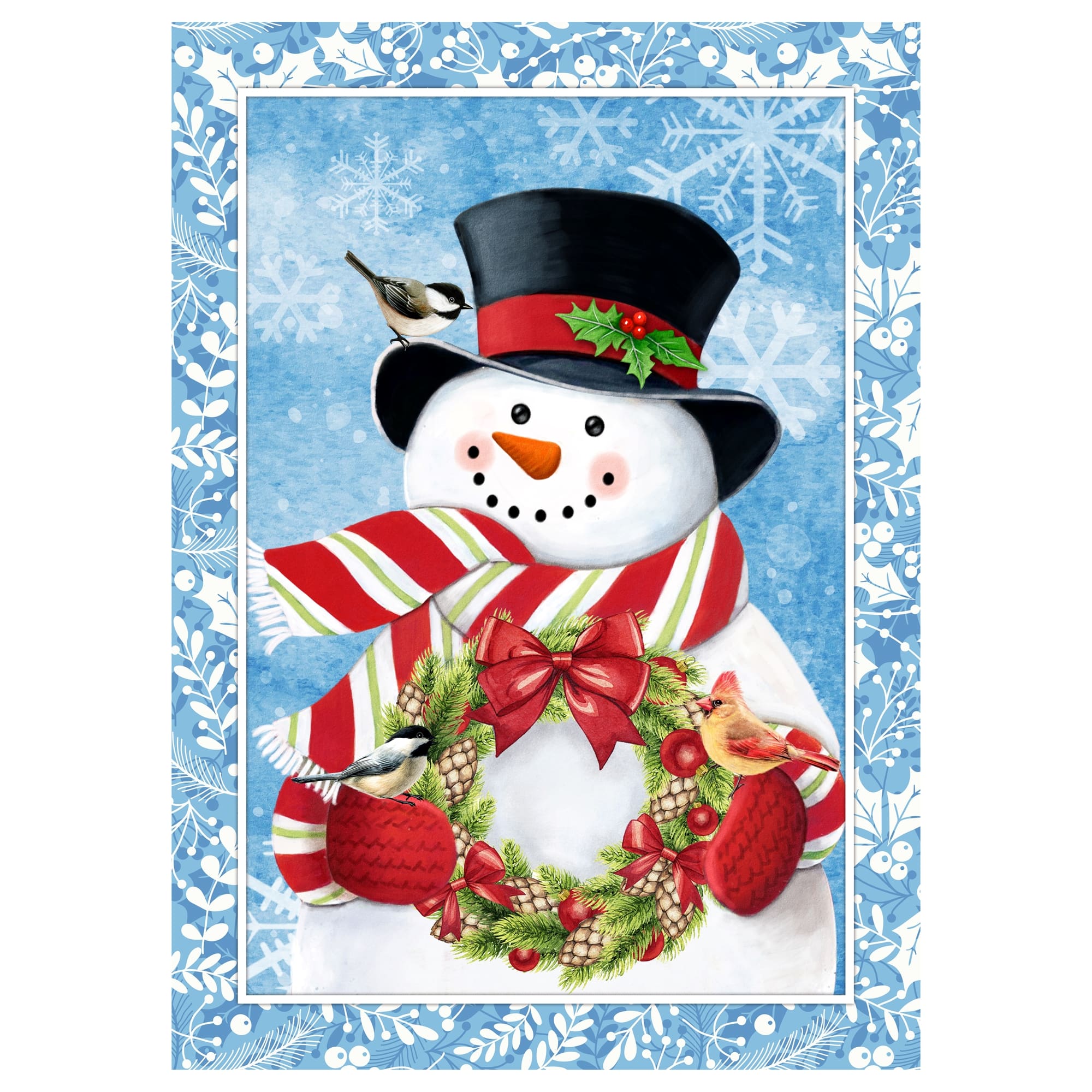 Snowman with Top Hat Outdoor Christmas House Flag - 40&#x22; x 28&#x22;