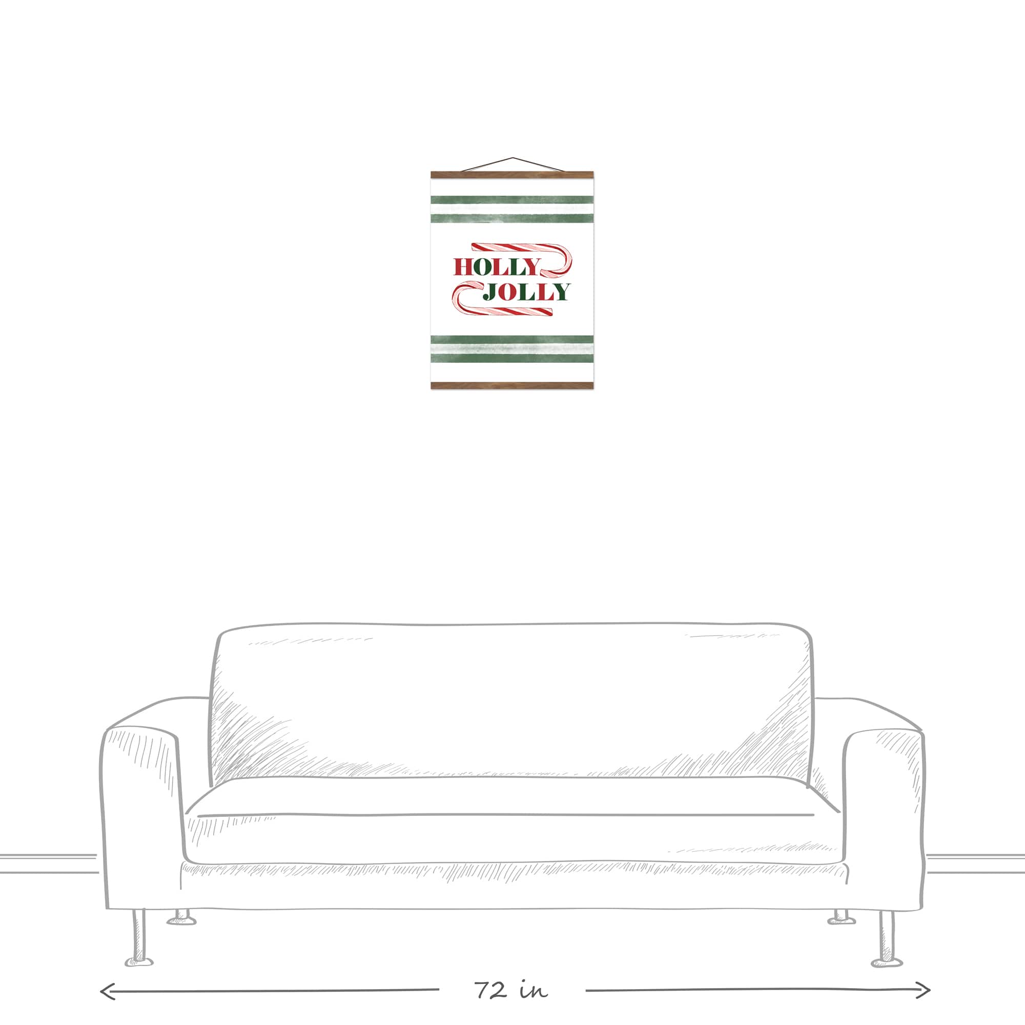 Holly Jolly Candy 16x20 Teak Hanging Canvas