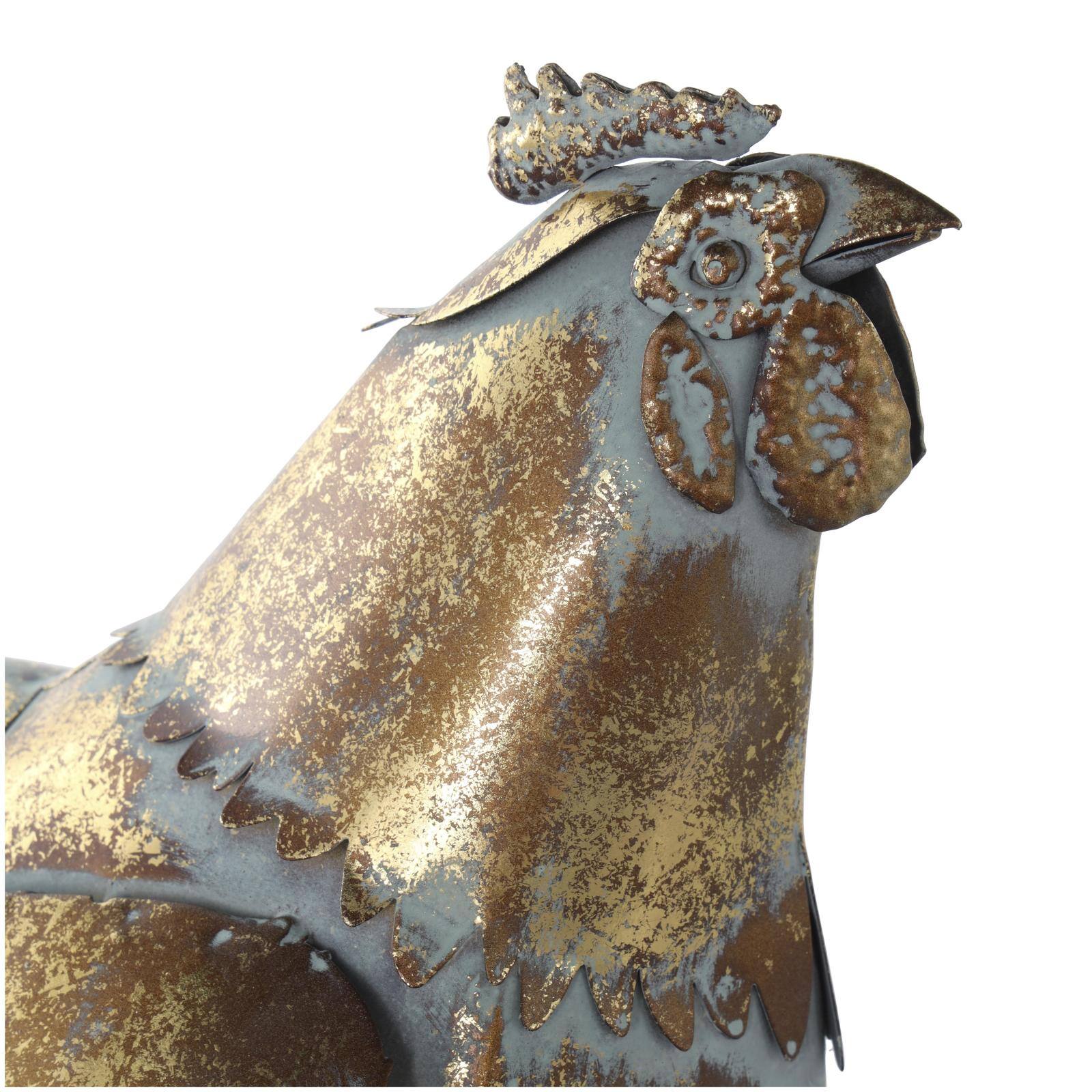 13.25" Bronze Patina Chicken Metal Garden Sculpture