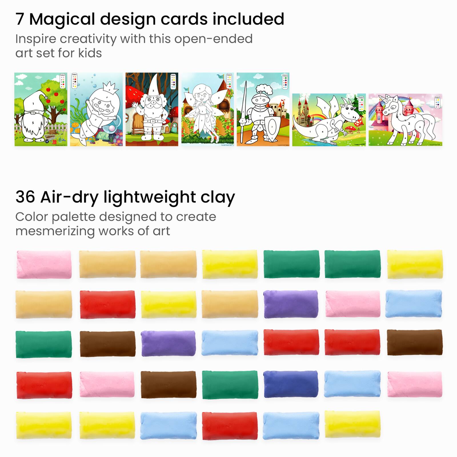 Arteza® Kids Magical Creatures Clay By Numbers Kit, 57 pcs
