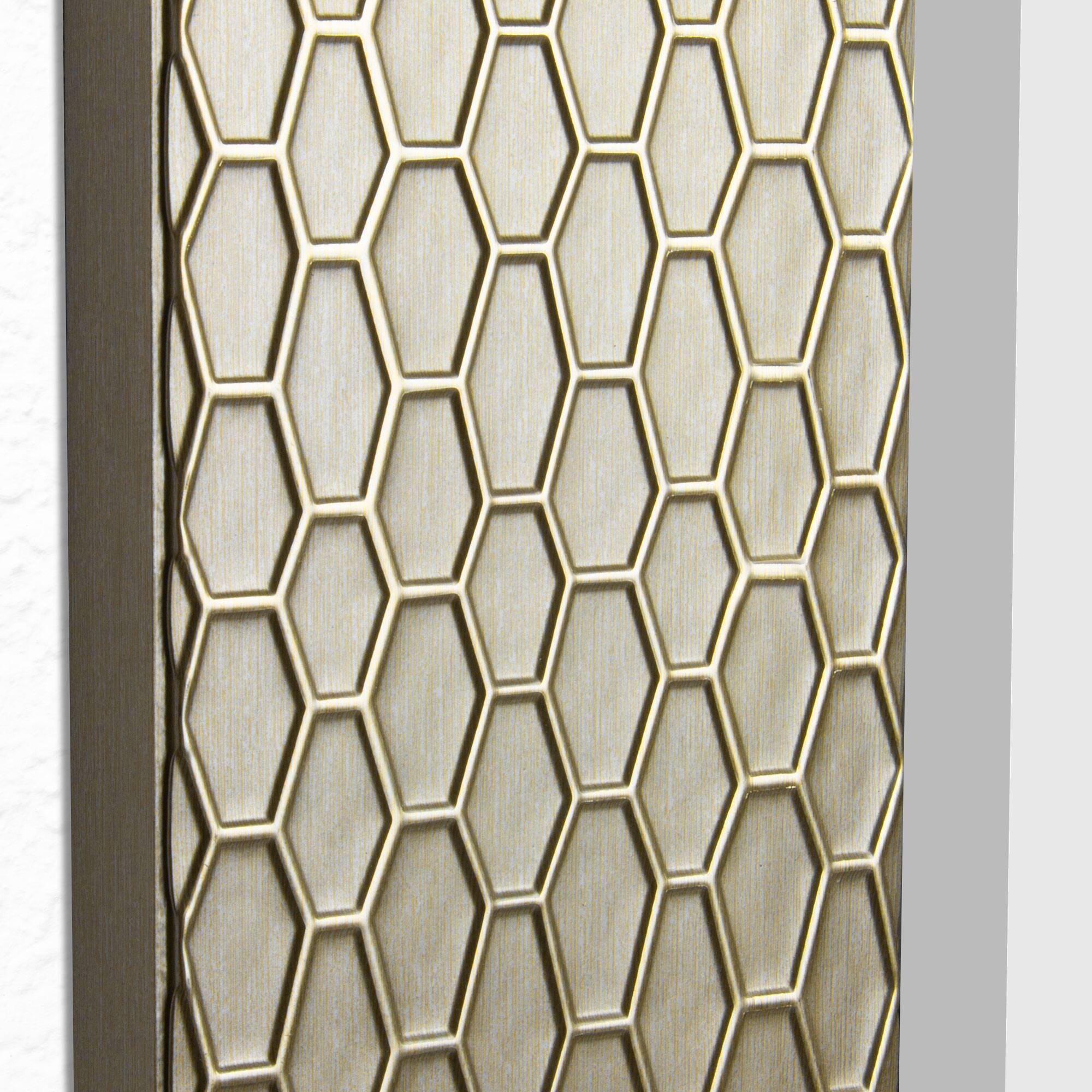 Head West 31.5" Silver Honeycomb Embossed Framed Beveled Wall Mirror