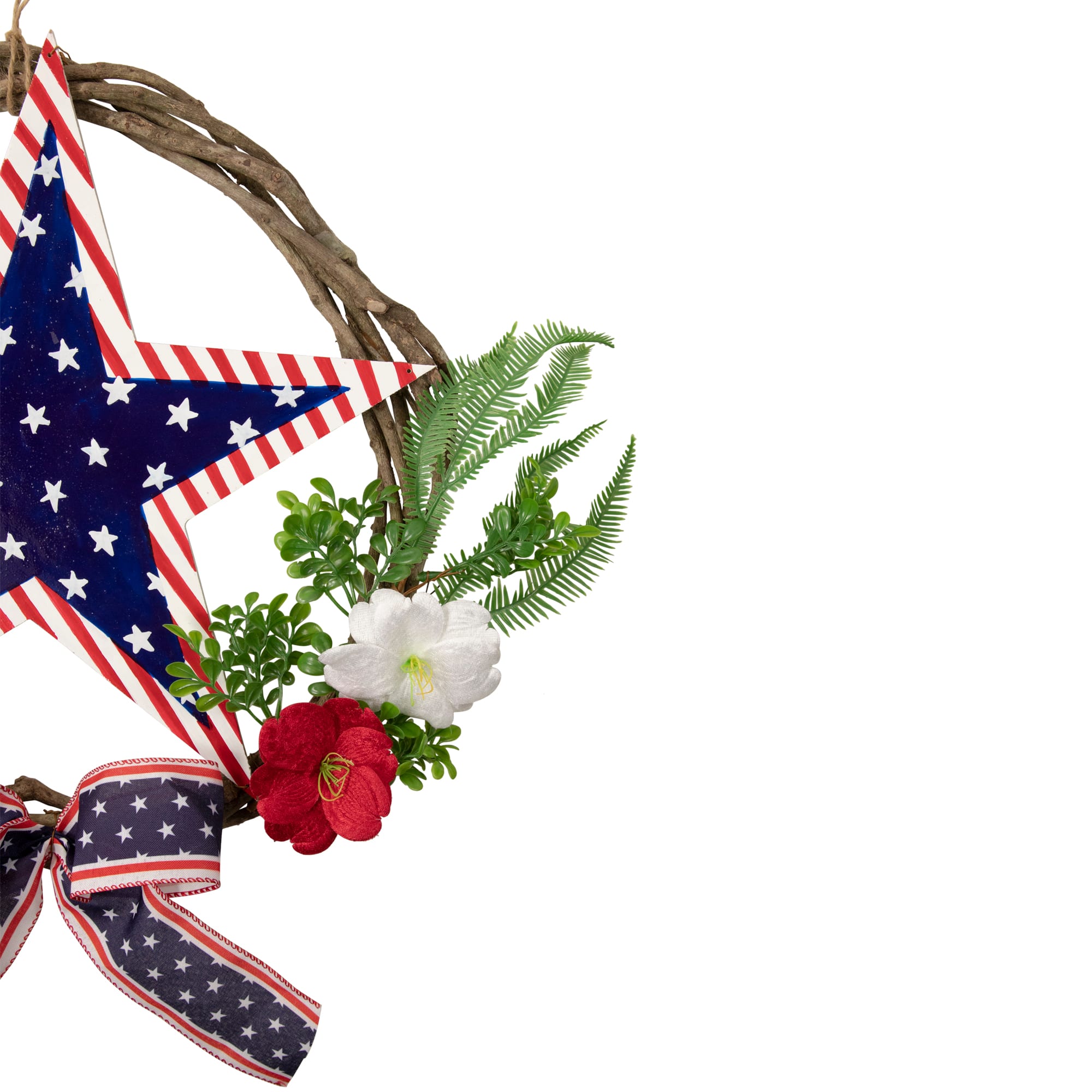 24&#x22; Americana Star &#x26; Mixed Floral Patriotic Wreath