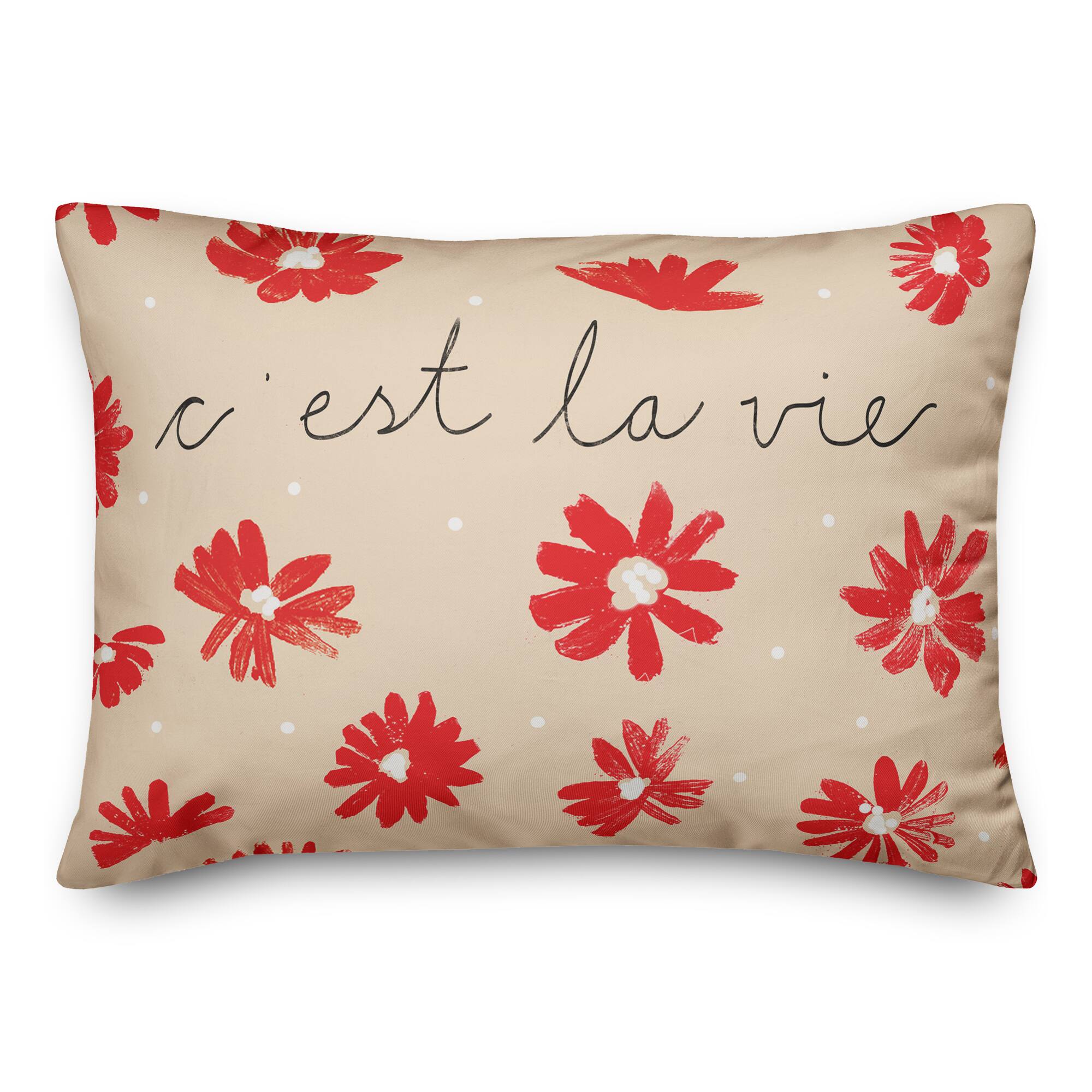 C'est la Vie Florals Rectangle Throw Pillow