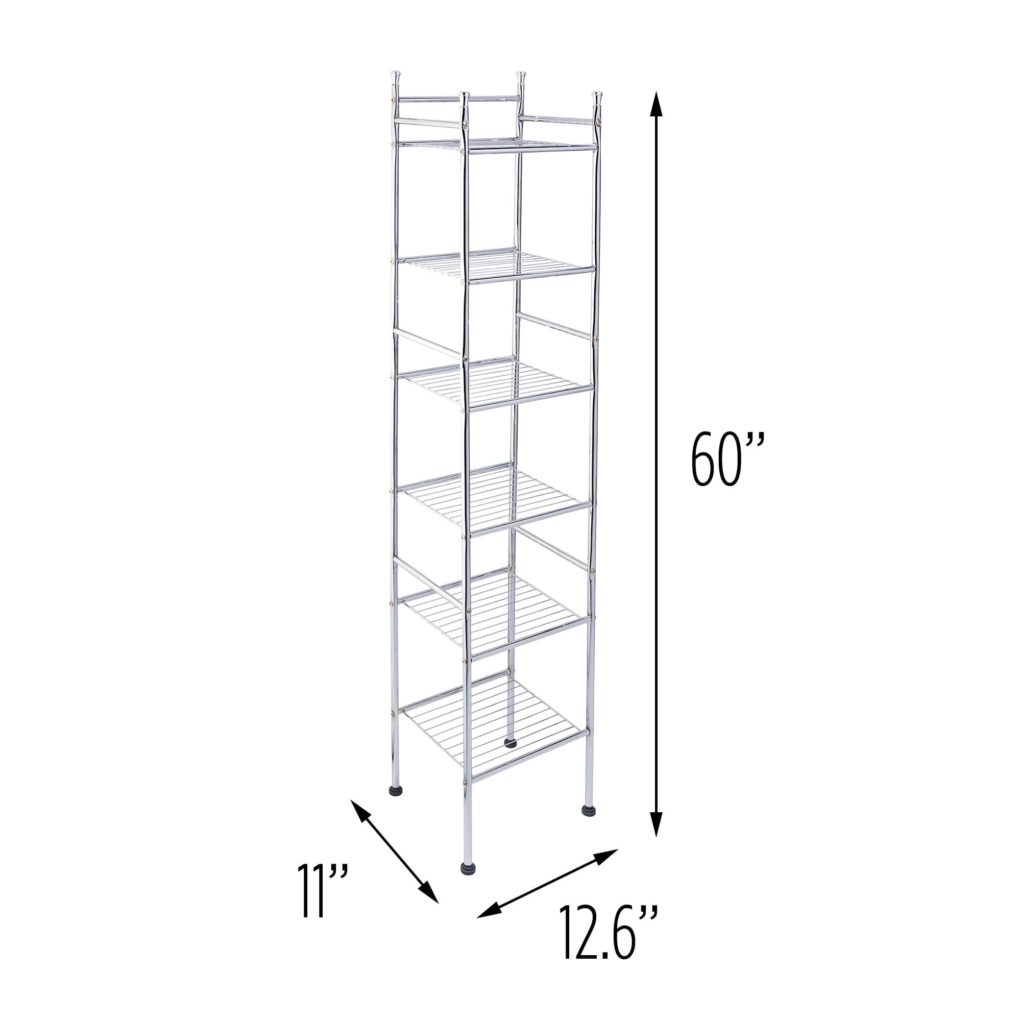 Honey Can Do Chrome 6-Shelf Slim Metal Shelving Unit