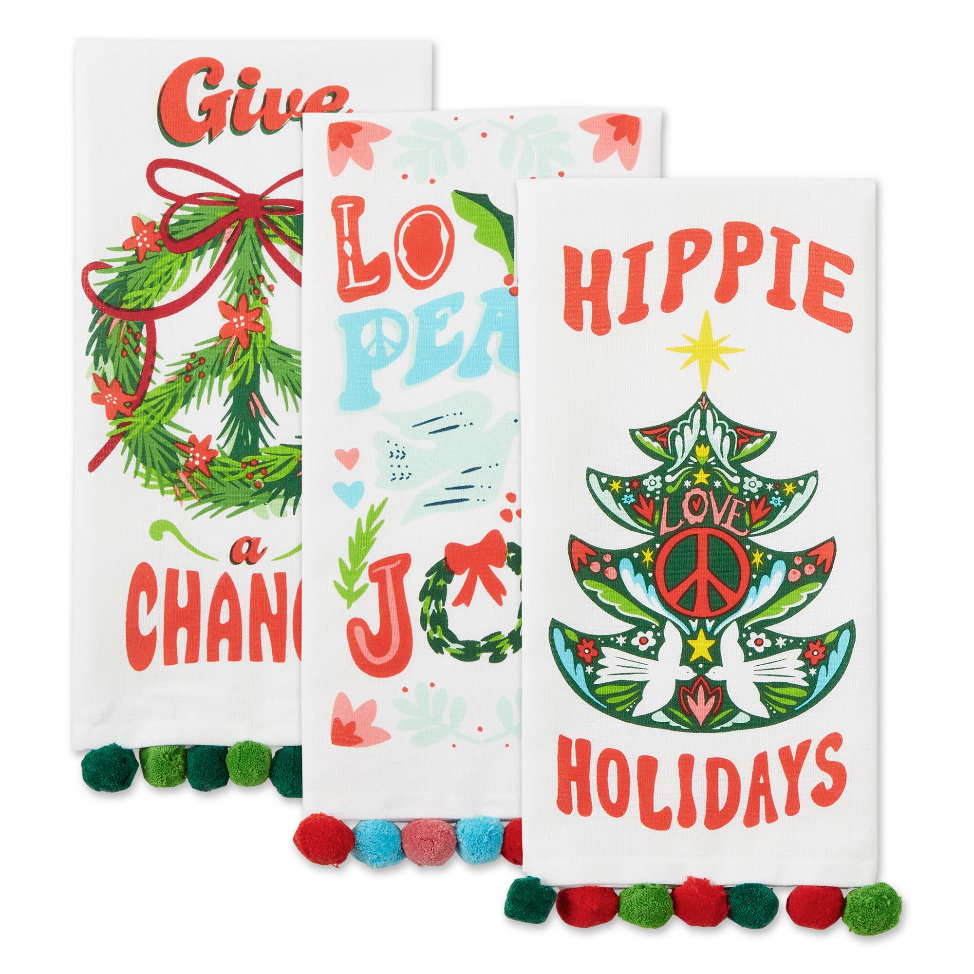 DII® Hippie Holidays Printed Dishtowel Set