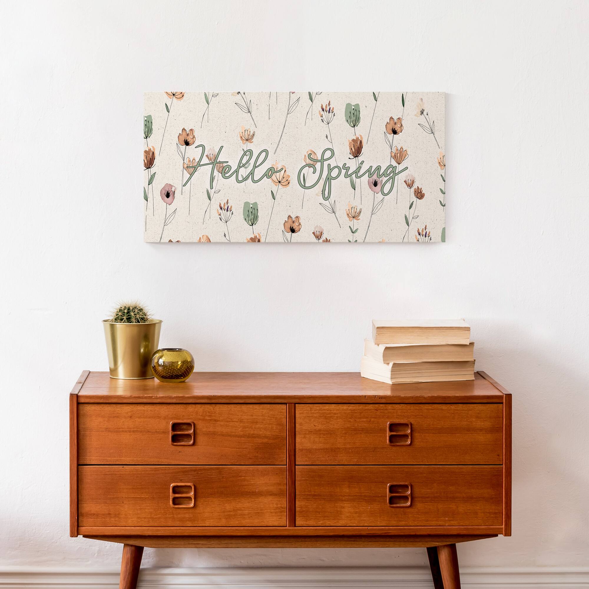 Earthy Botanical Doodles 10" x 20" Canvas Wall Art