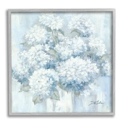 Stupell Industries Soft Blue Hydrangea Painting Blooming Flower Petals ...