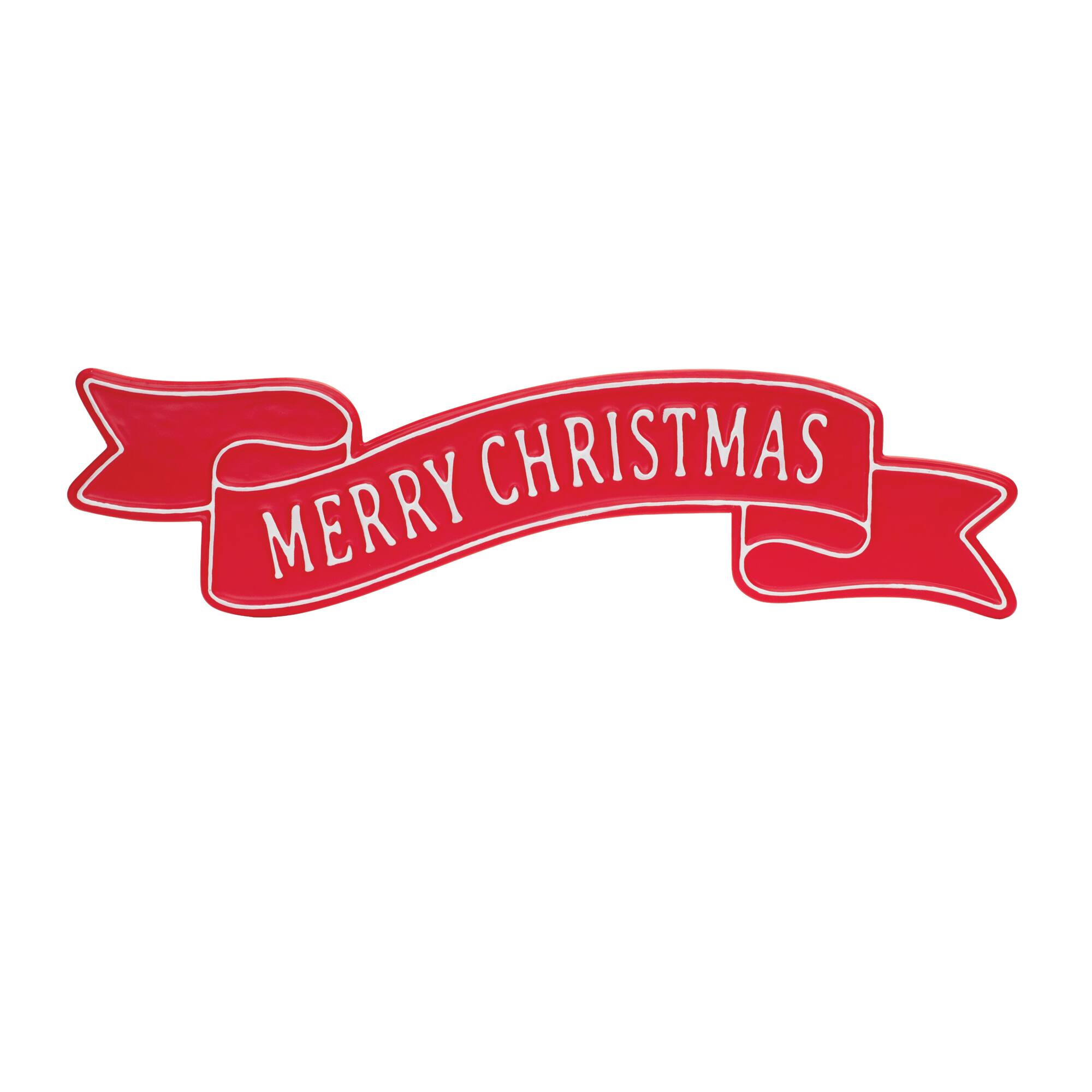 24&#x22; Red Metal Merry Christmas Banner Sign