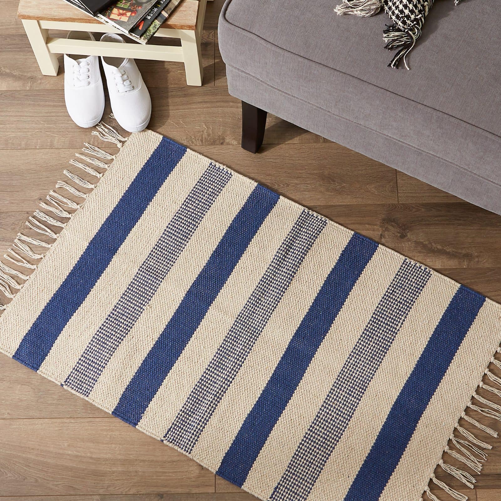 DII® French Blue Combo Stripe Hand-Loomed Rug, 2ft. x 3ft.