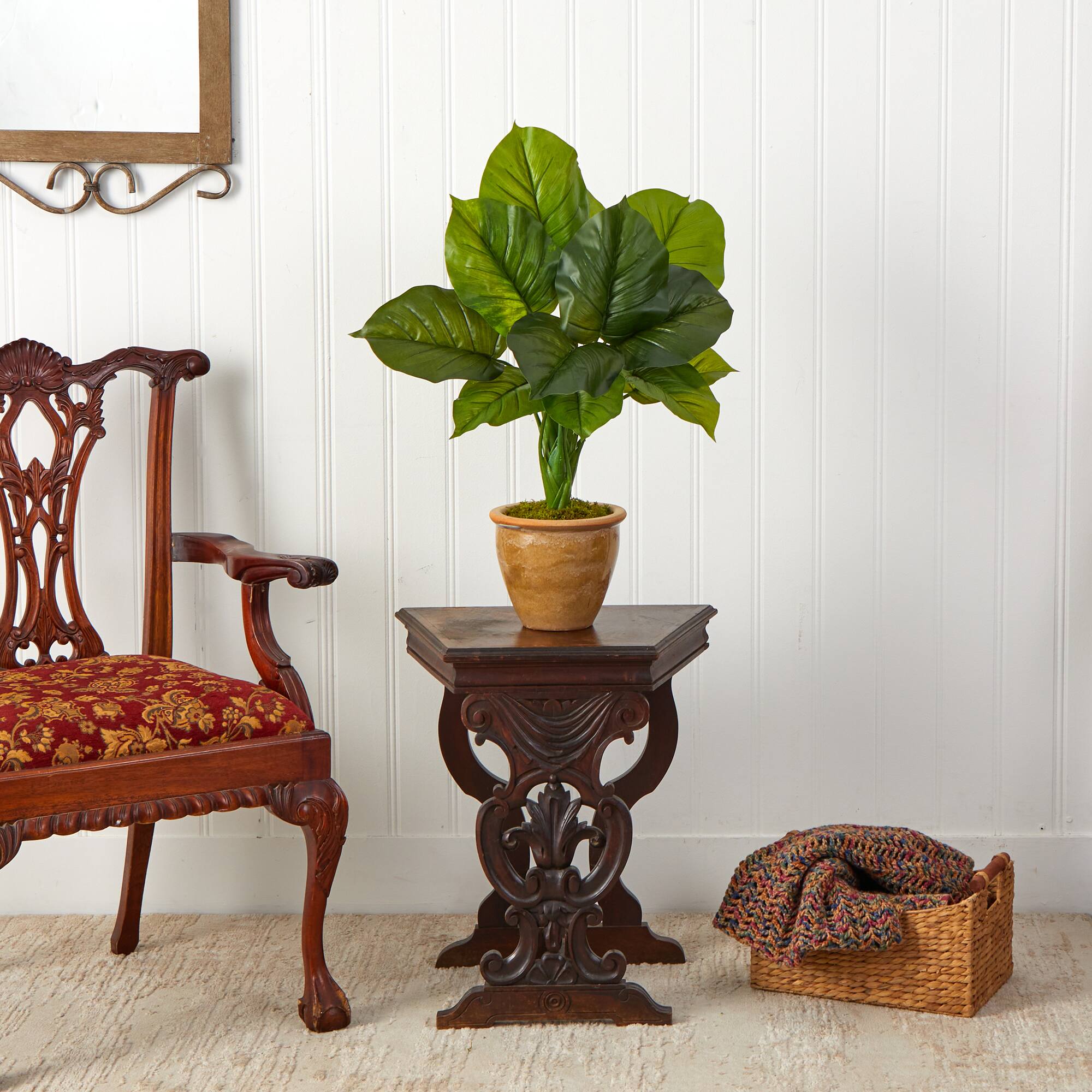 2.5ft. Large Philodendron Leaf Plant in Decorative Planter