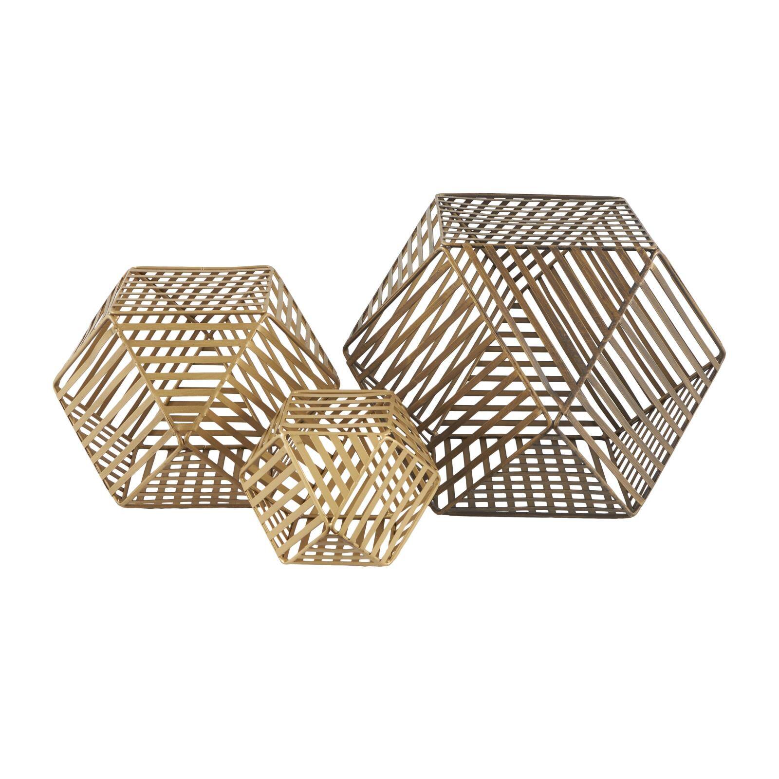 Gold Metal Geometric Sculpture Set, 3ct.