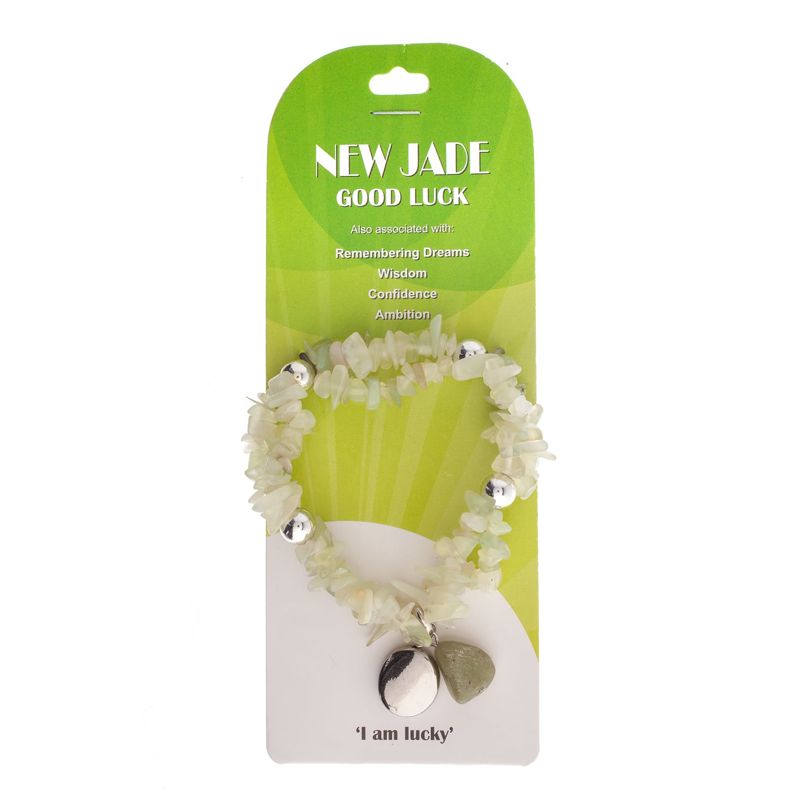 John Bead New Jade Light Green Natural Stone 2-Strand Bracelet with Circle Charm