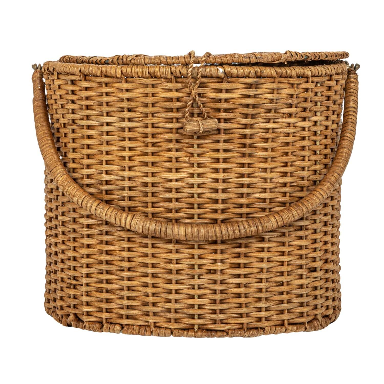 Hello Honey® Natural Oval Wicker Picnic Basket with Open Side Compartment