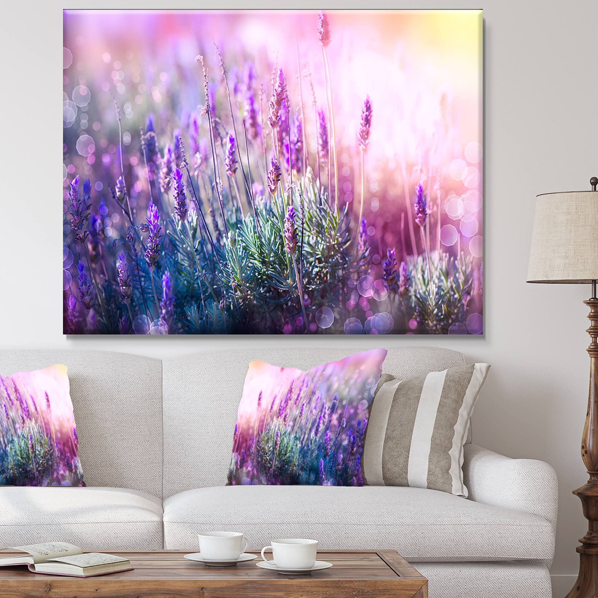 Designart - Growing and Blooming Lavender - Floral Canvas Art print