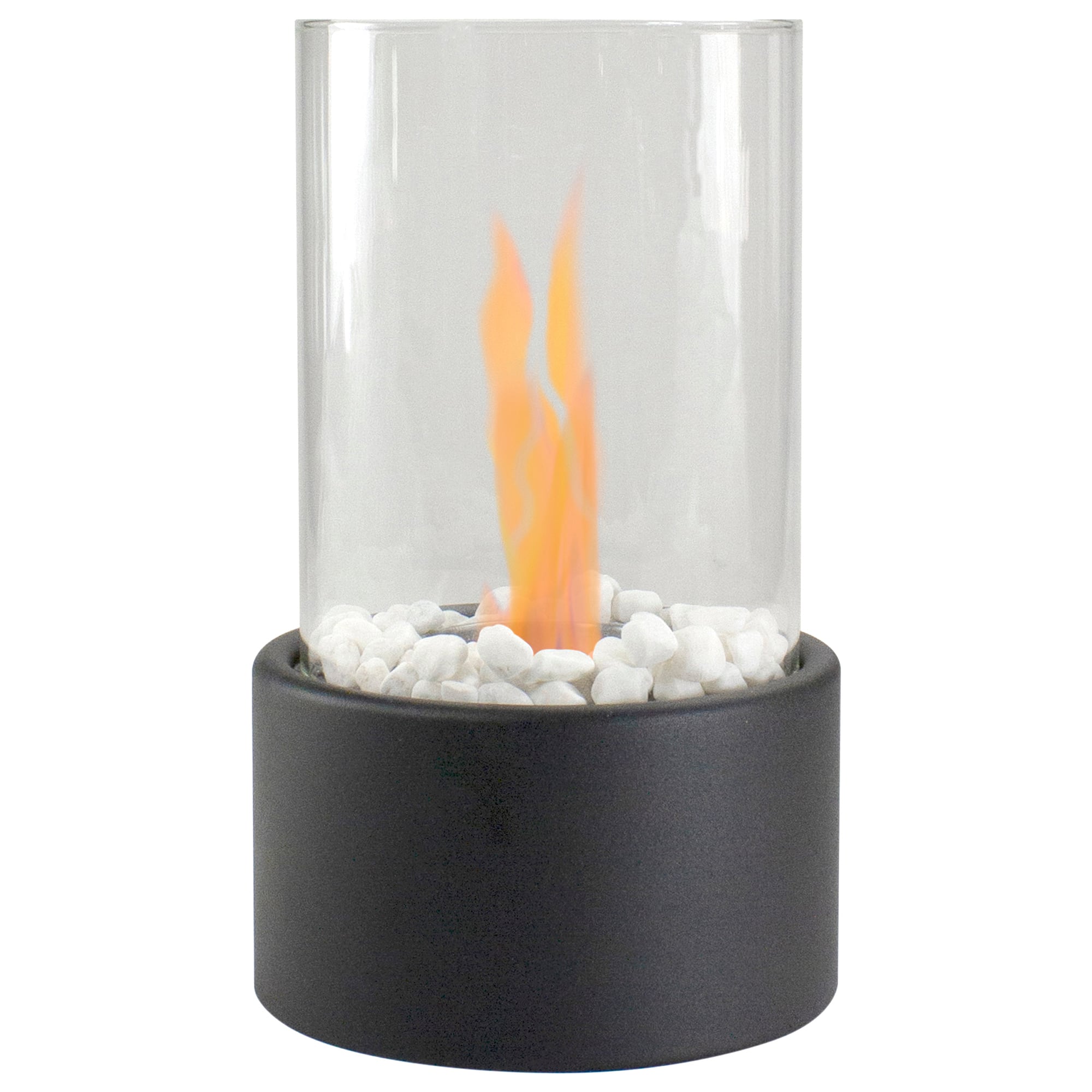 10.5&#x22; Bio Ethanol Round Portable Tabletop Fireplace with Black Base