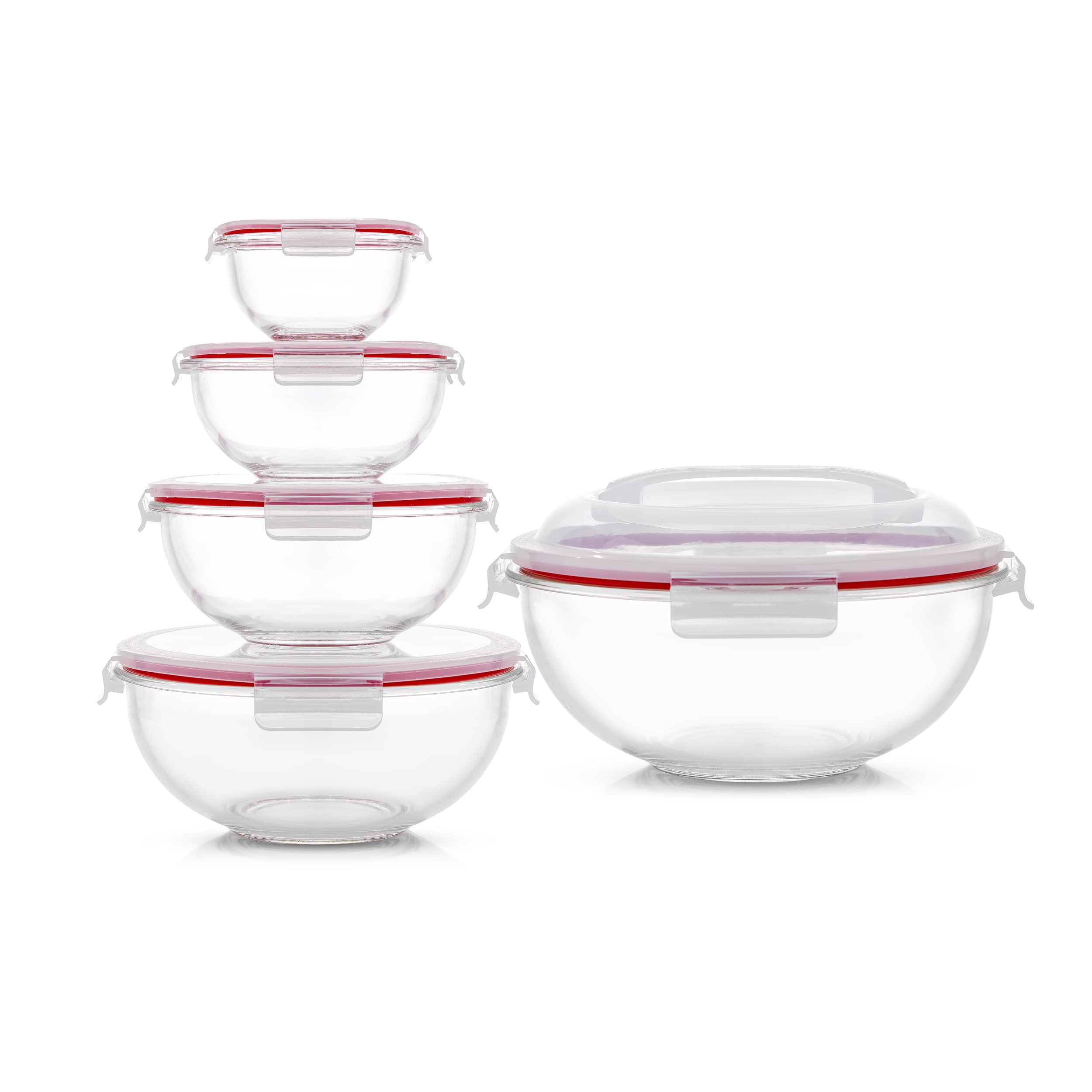 JoyJolt&#xAE; Red Glass Mixing Bowls Set