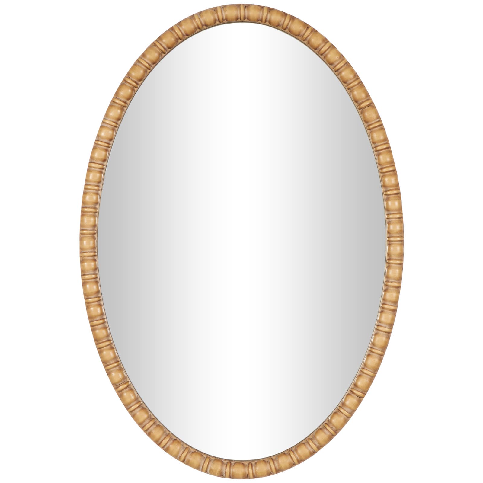 37&#x22; Brown Bohemian Framed Oval Wall Mirror