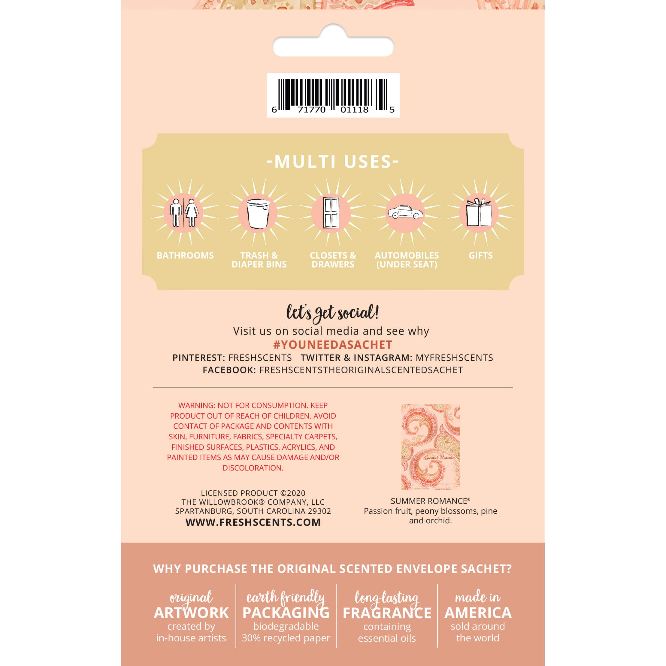 Willowbrook® Fresh Scents™ Summer Romance® Fragrance Sachets