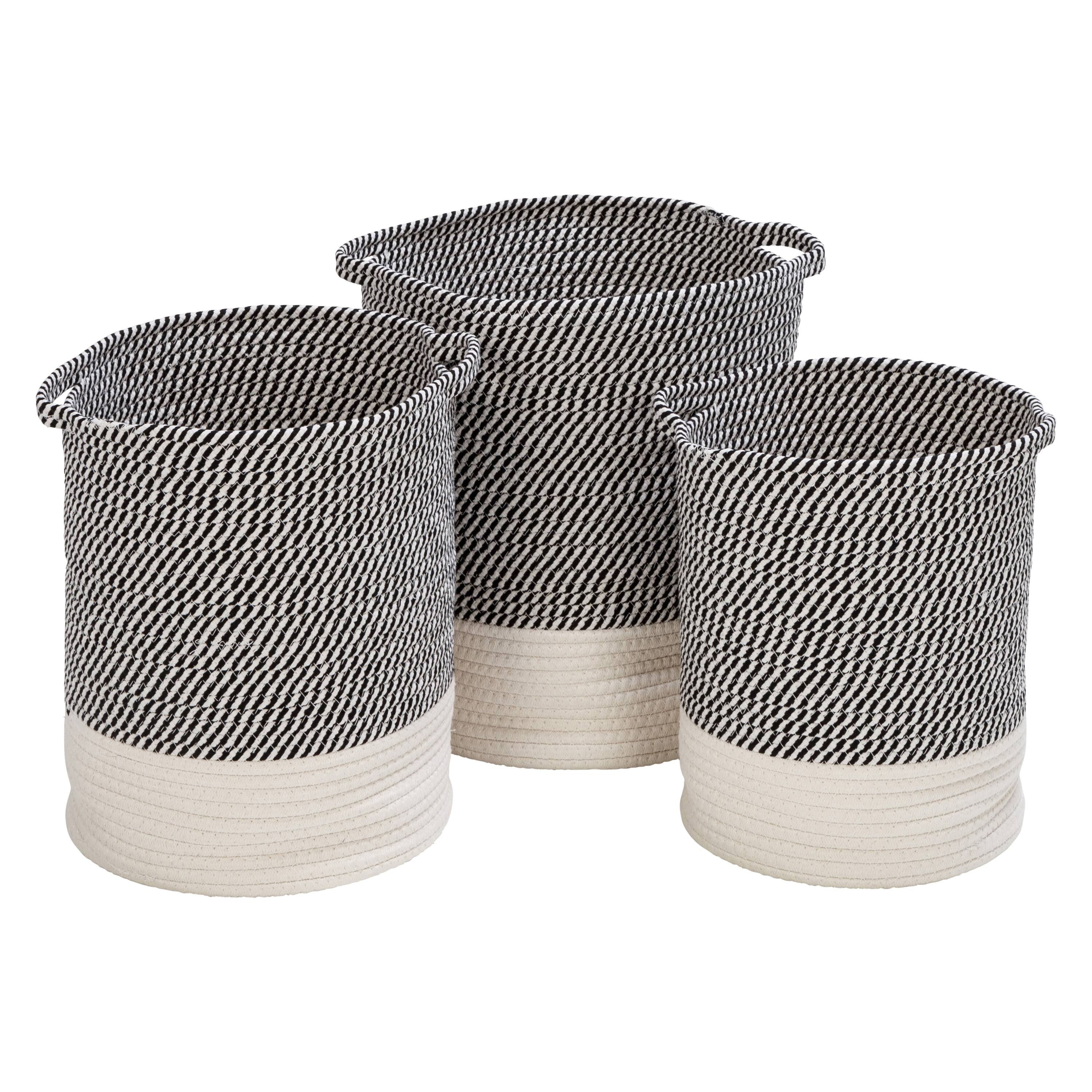 Honey Can Do Gray & White Two-Tone Cotton Rope Basket Set