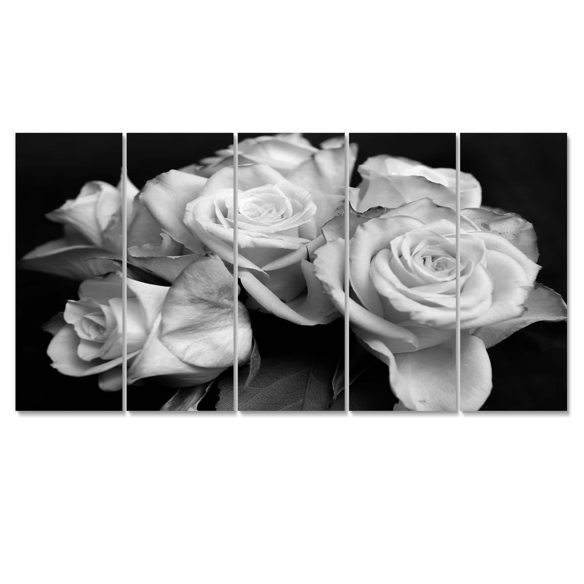 Designart - Bunch of Roses Black and White - Floral Art Canvas Print