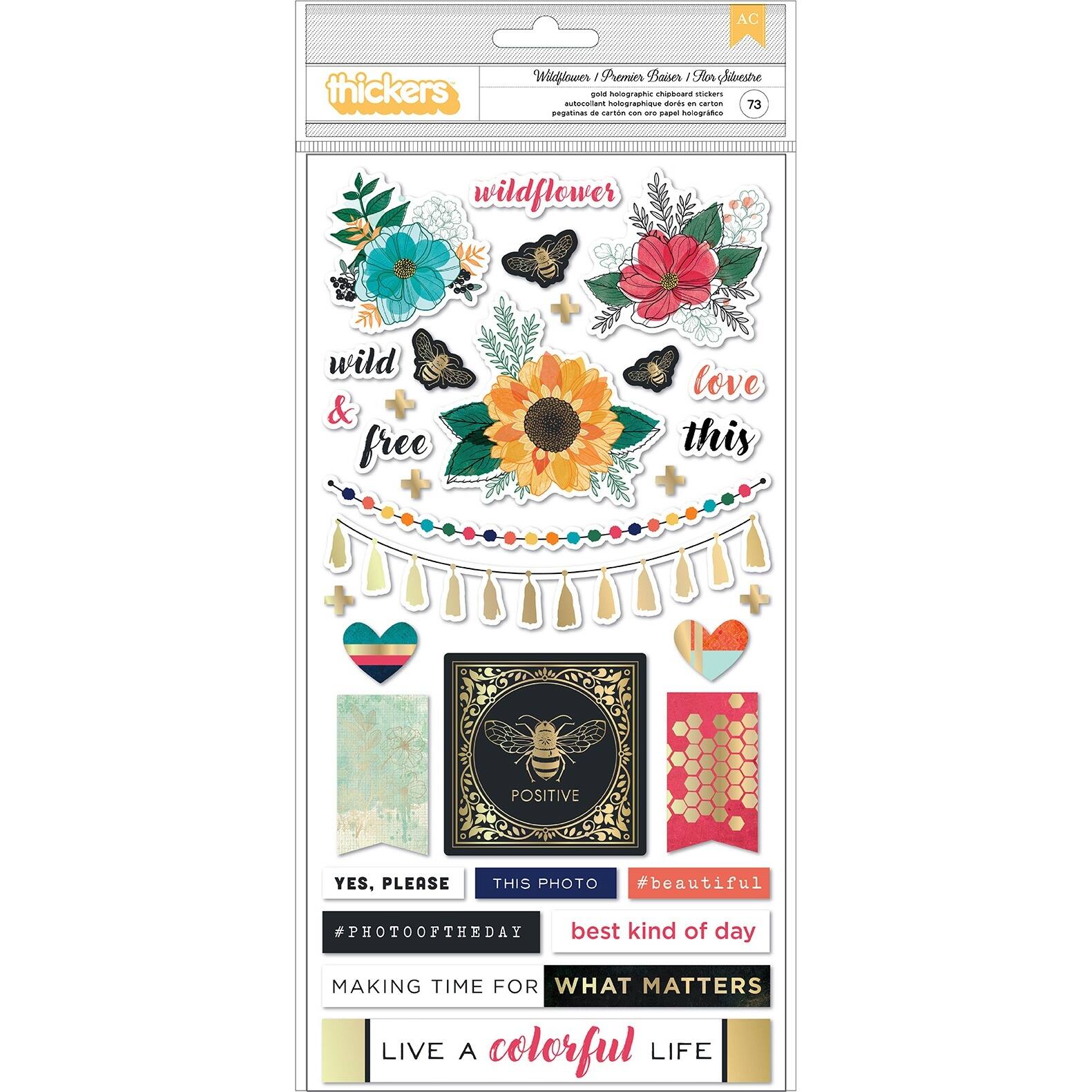 Thickers™ Wildflower Chipboard Stickers Metal Embellishments Michaels