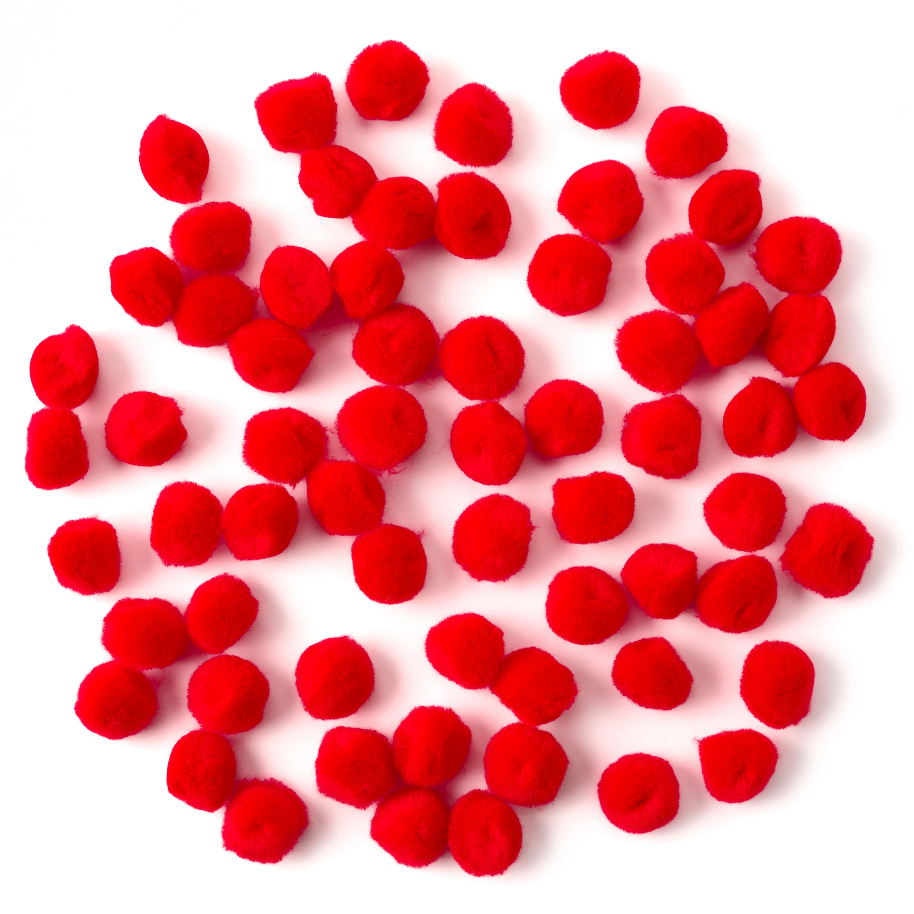 Red pom-poms balls 7 mms.