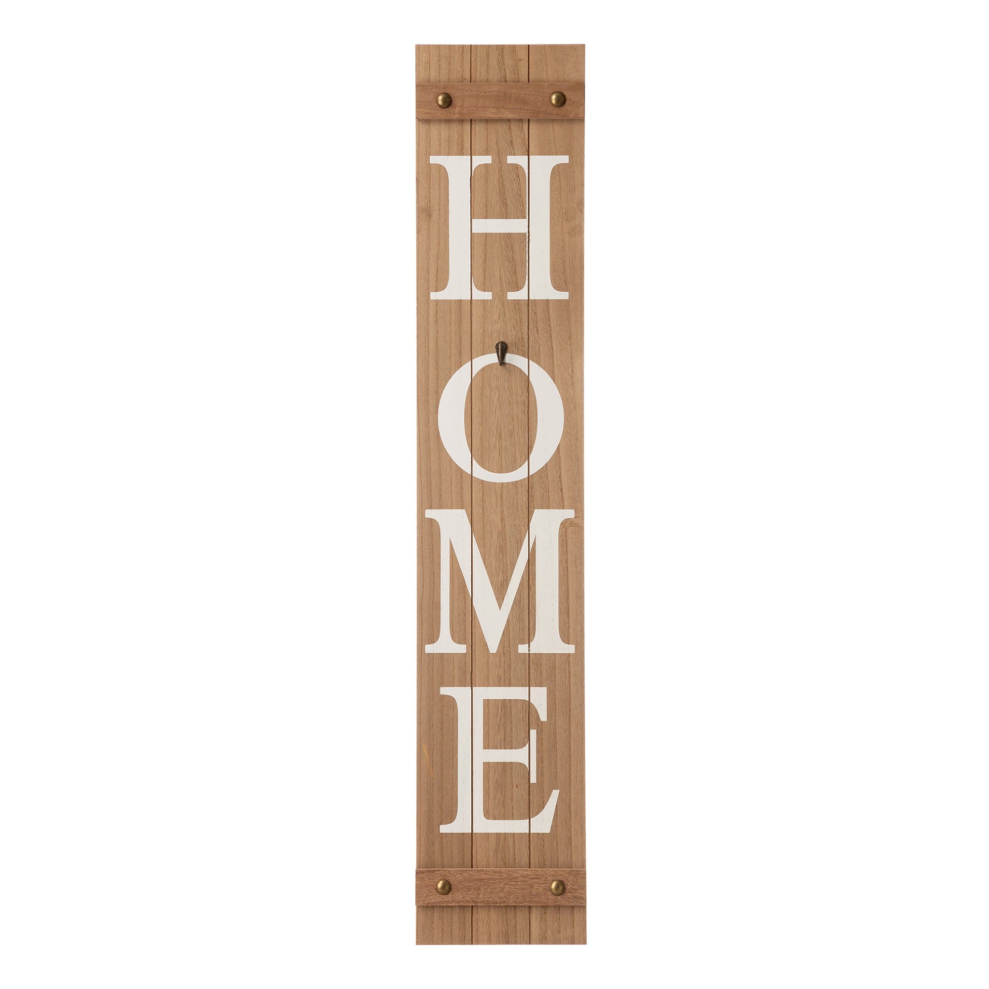 Glitzhome 42&#x22;H Wooden Brown &#x22;HOME&#x22; Porch Sign with 3 Changable Wreaths