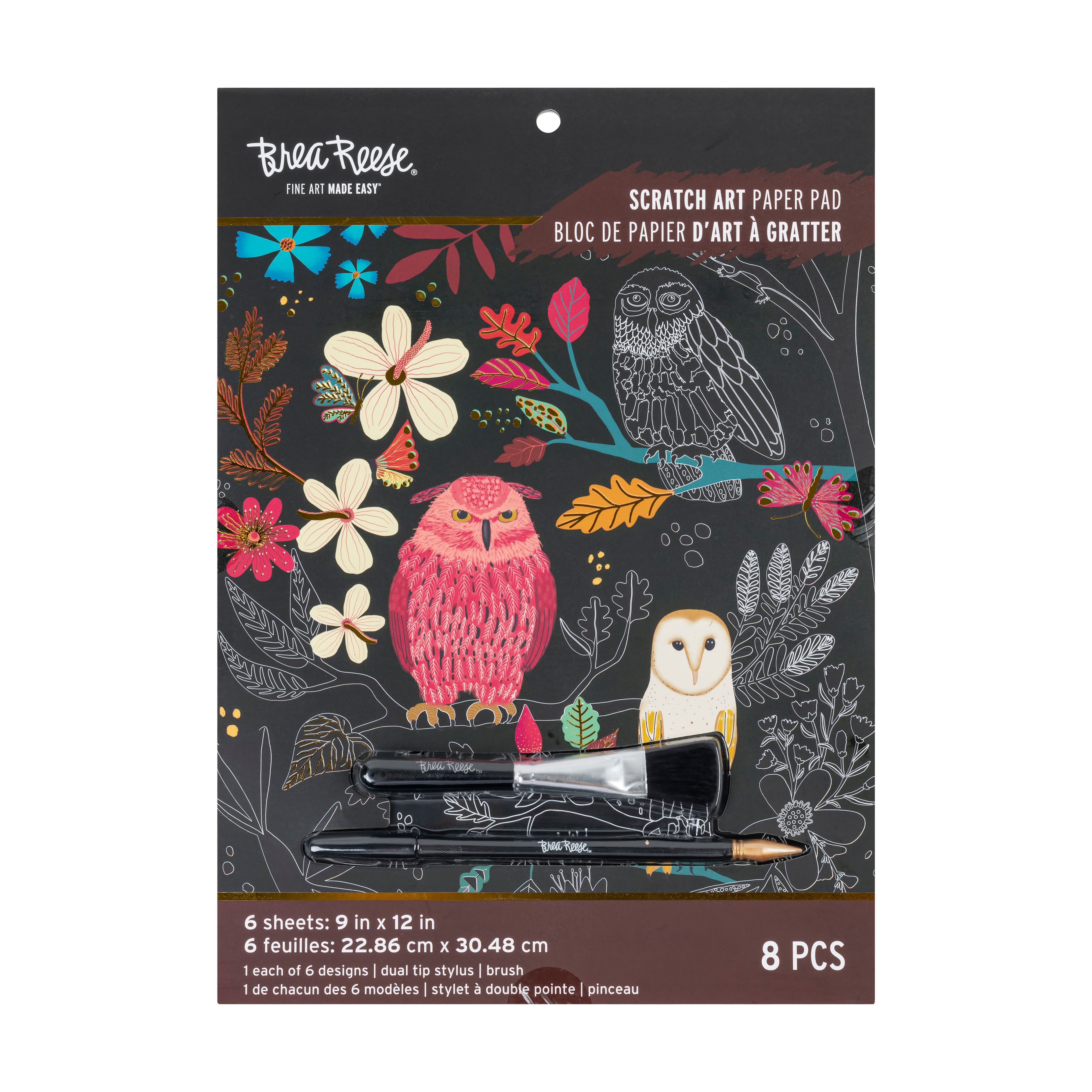 Brea Reese&#x2122; 9&#x22; x 12&#x22; Owl &#x26; Moon Scratch Art Paper Pad