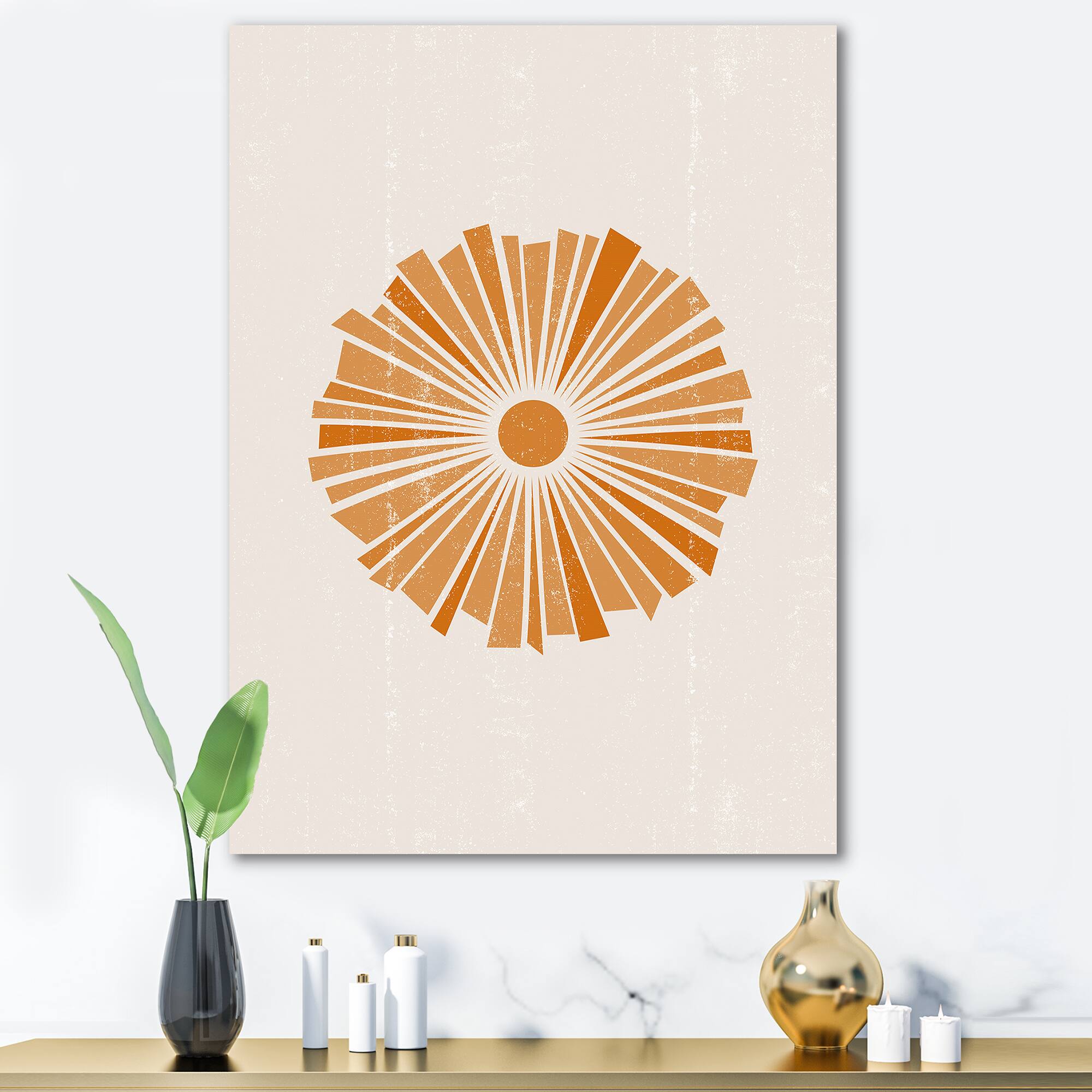 Designart - Minimal Orange Radiant Sun I