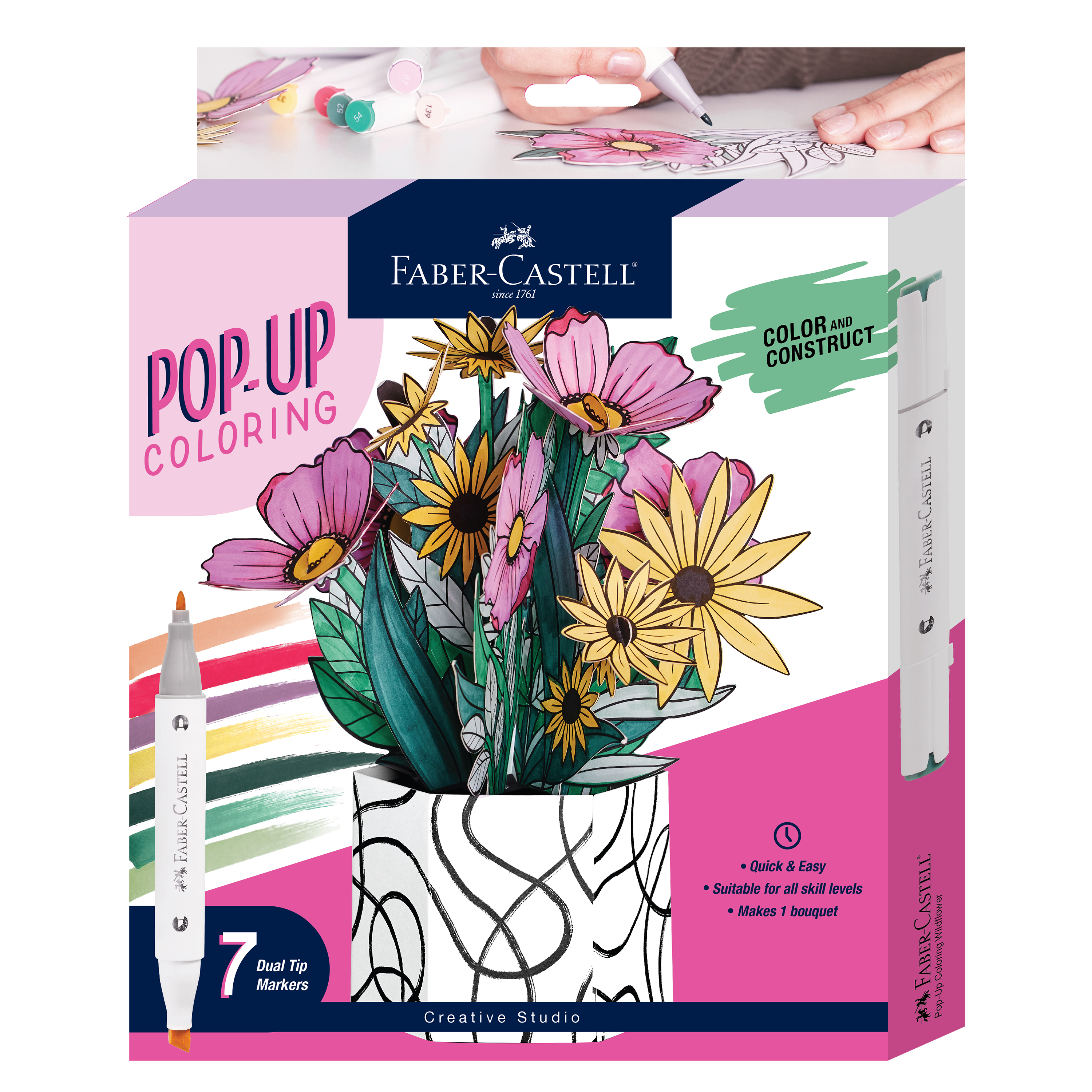 Faber-Castell&#xAE; Pop Up Coloring Wildflower Bunch Bouquet Kit