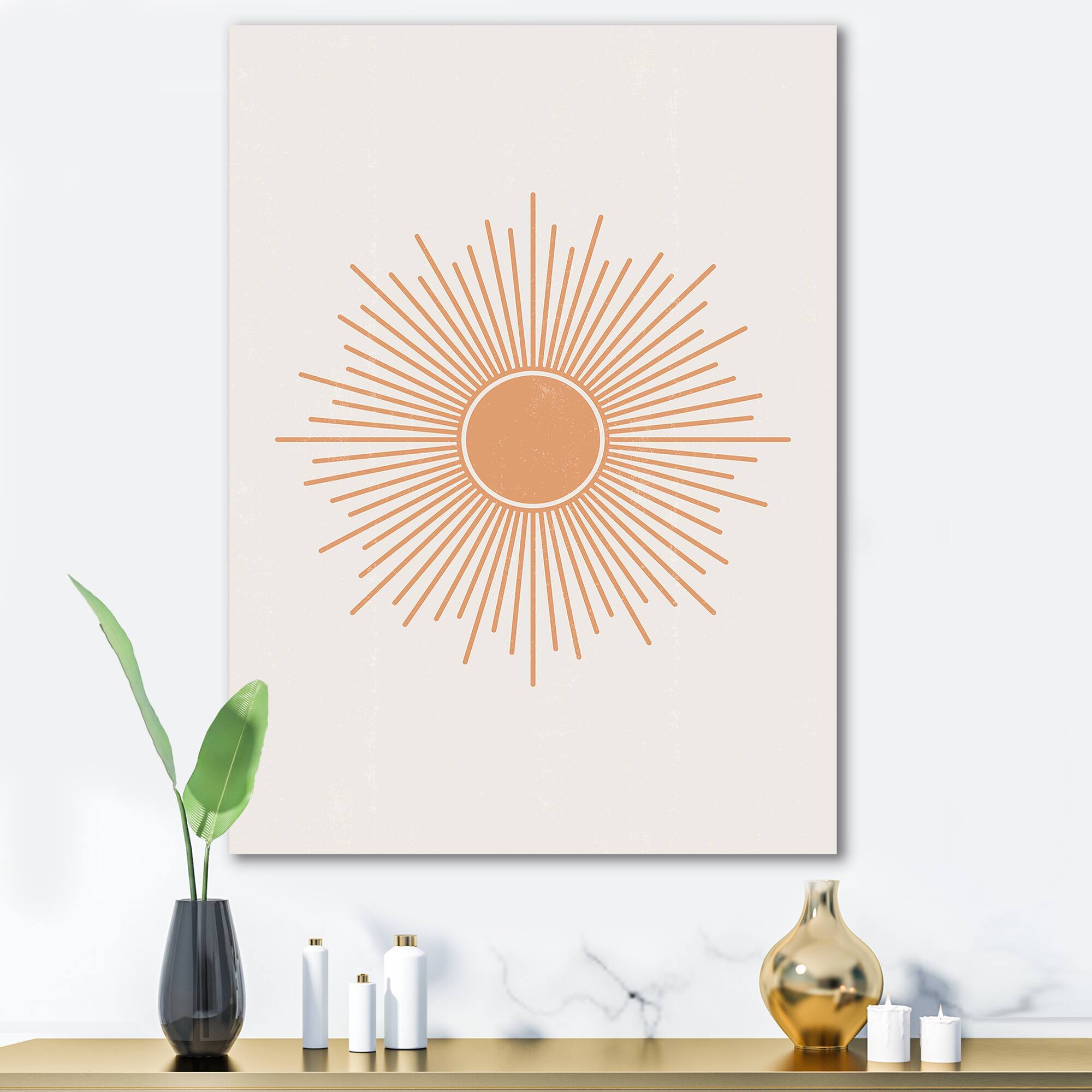 Designart - Minimalist Bright Shining Orange Sun Rays III