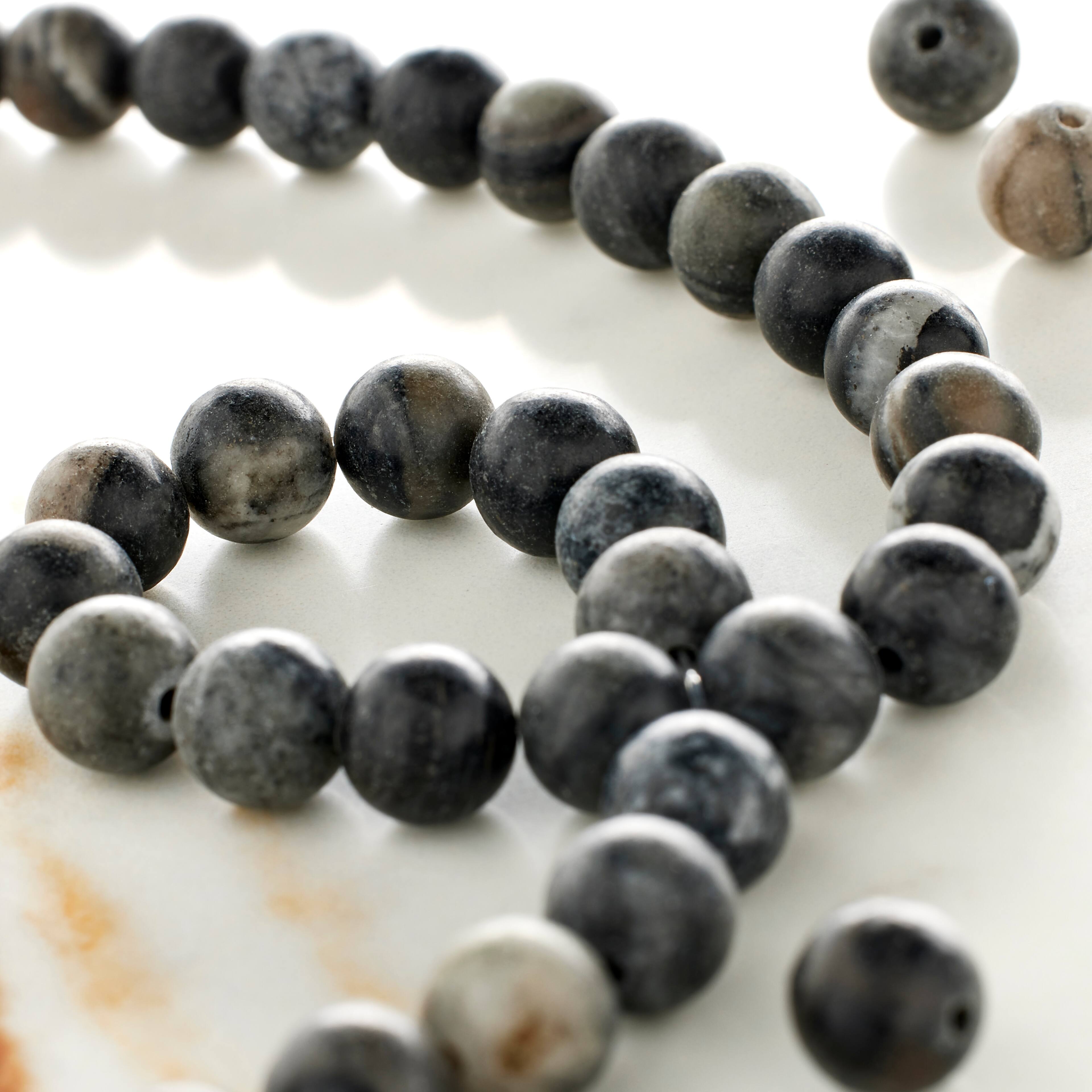 12 Pack: Black Network Stone Round Beads, 8mm by Bead Landing™