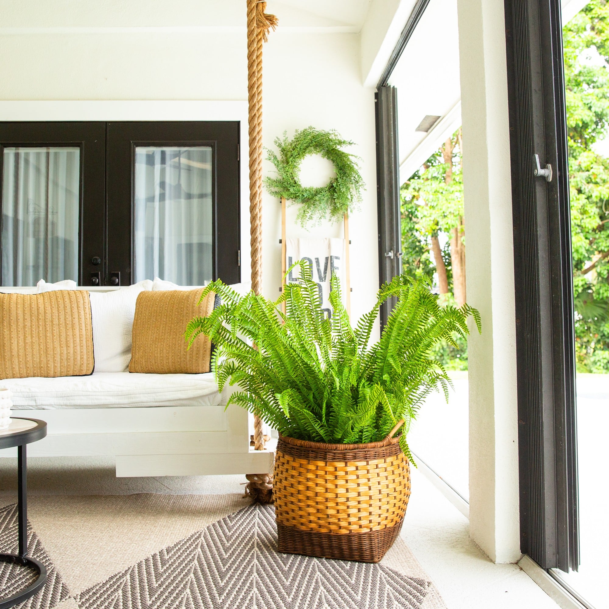 4ft. UV Resistant Artificial Boston Fern Plant with Real Touch Leaves (Indoor/Outdoor)