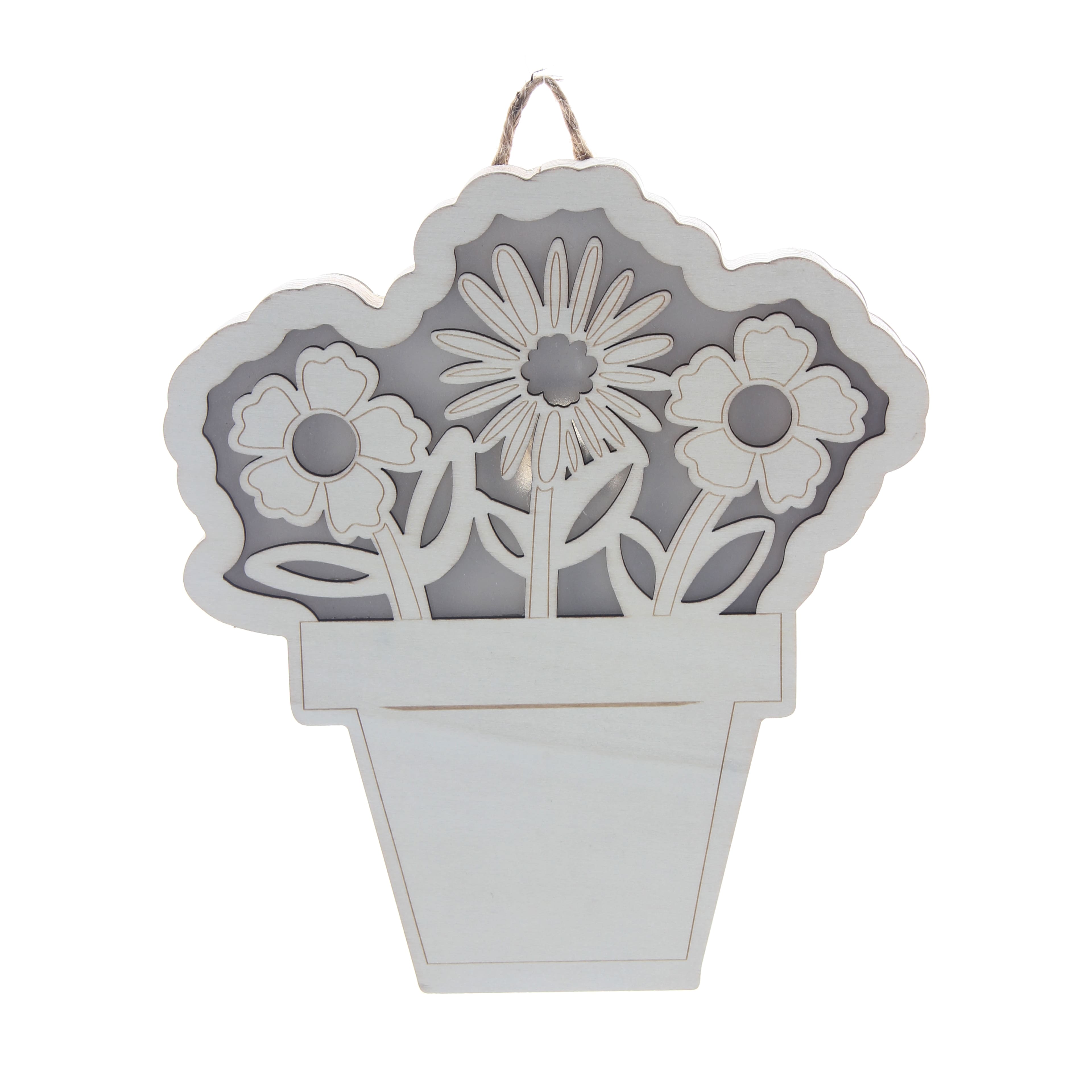 Pot de fleurs d&#xE9;coratif en contreplaqu&#xE9; de 25,4 cm avec DEL &#xE0; d&#xE9;corer soi-m&#xEA;me de Make Market
