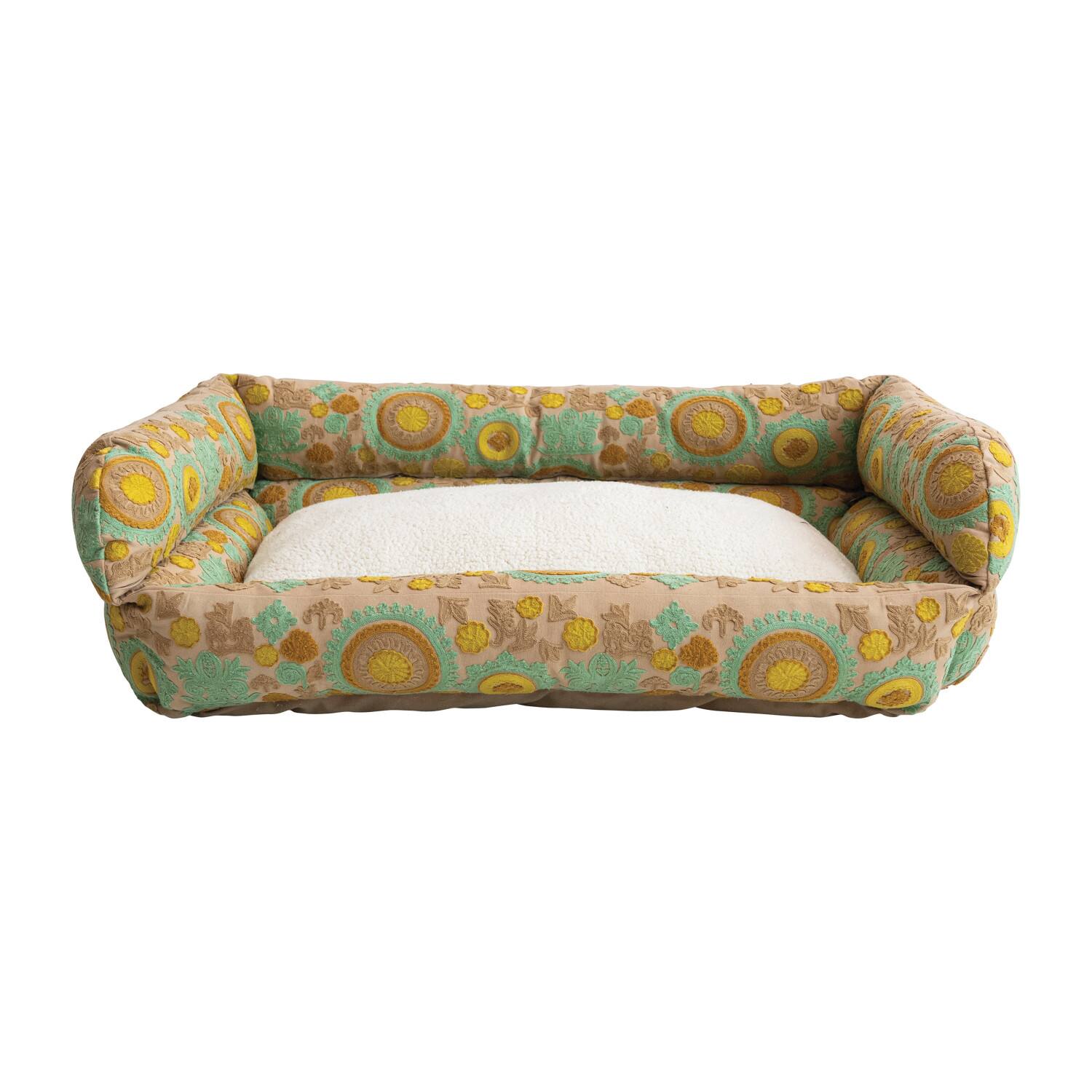 Hello Honey&#xAE; 39&#x22; Taupe, Green &#x26; Mint Floral Pet Bed