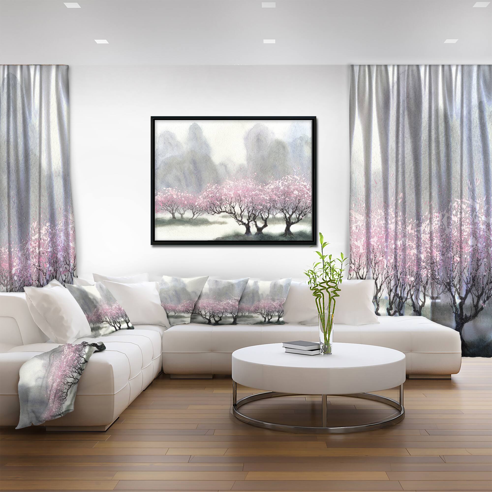 Designart - Flowering Trees at Spring - Landscape Art Print Framed Canvas