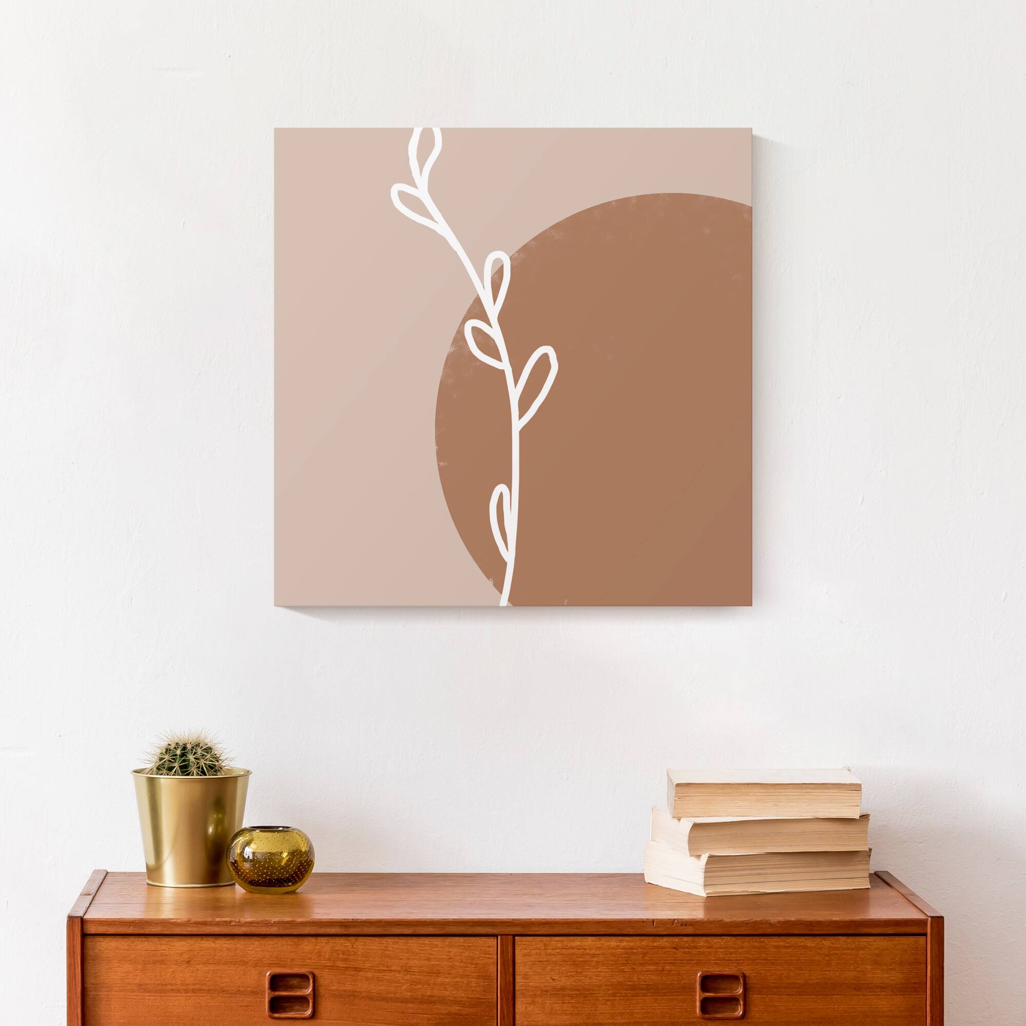 Circle Floral Leaf 16" x 16" Canvas Wall Art