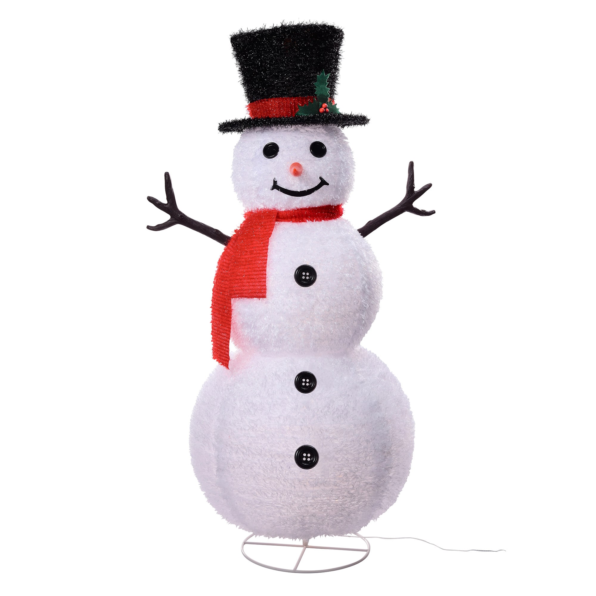 Haute Decor 4ft. LED Lighted Collapsible Tinsel Fabric Snowman