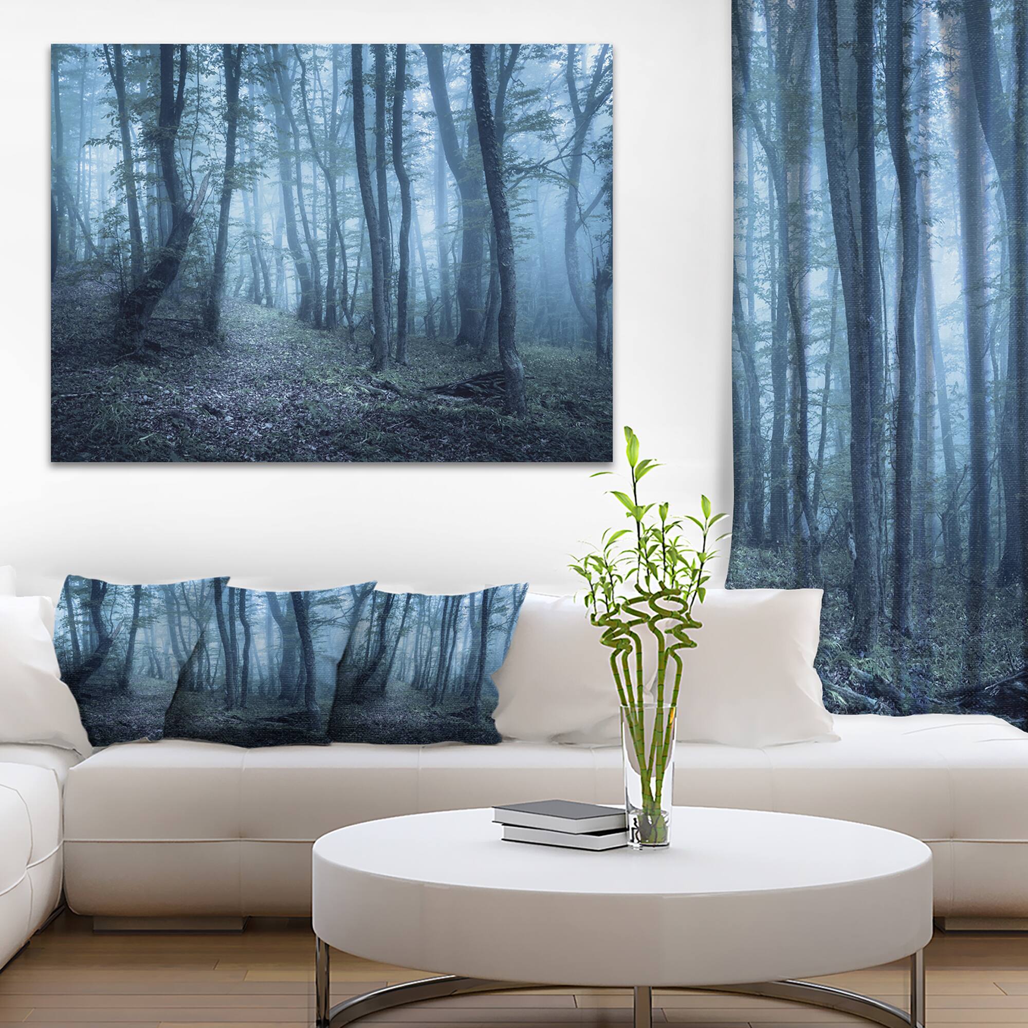 Designart - Spring Foggy Forest Trees - Landscape Photography Canvas Print