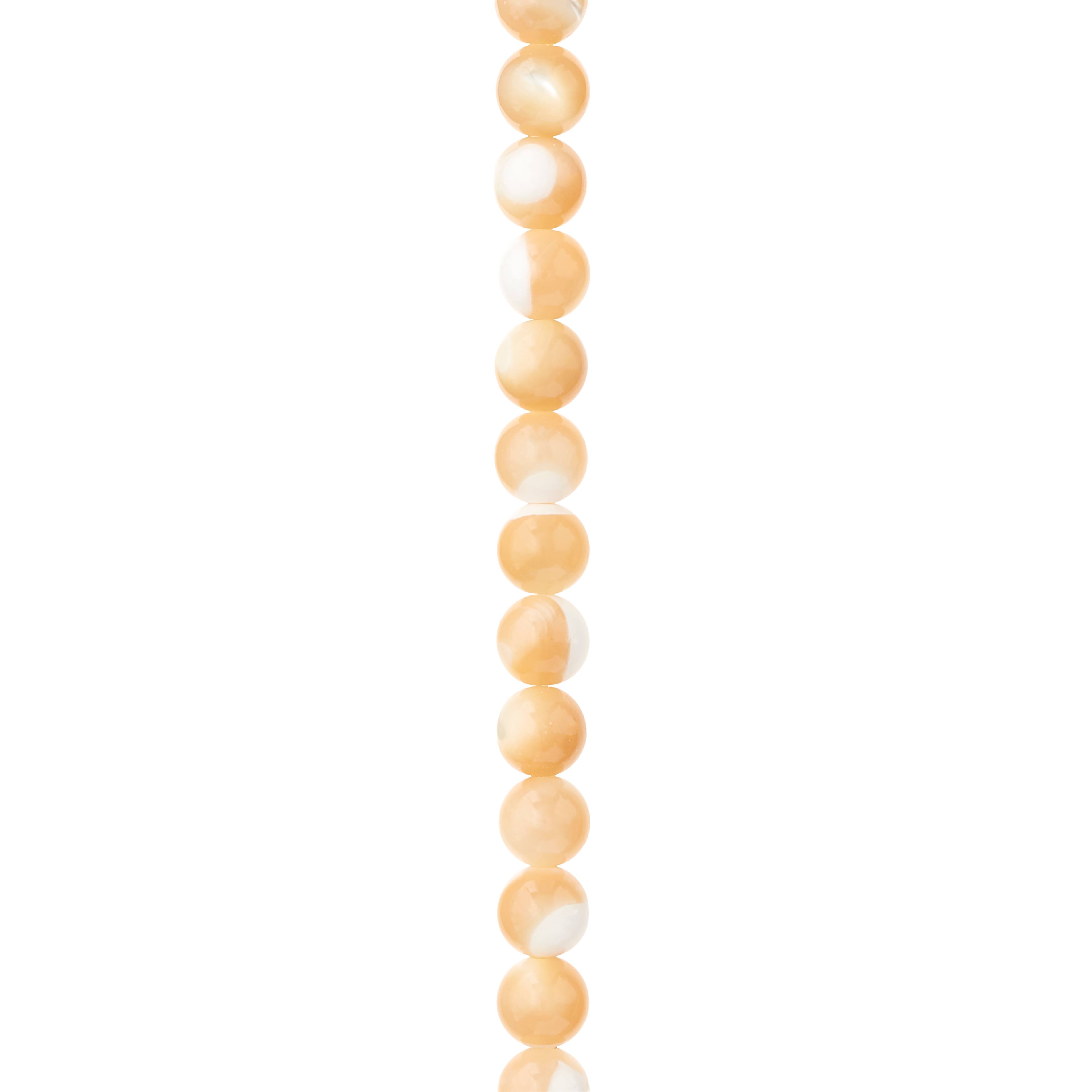 12 Pack: Natural Amber Mother of Pearl Round Beads, 6mm by Bead Landing&#x2122;