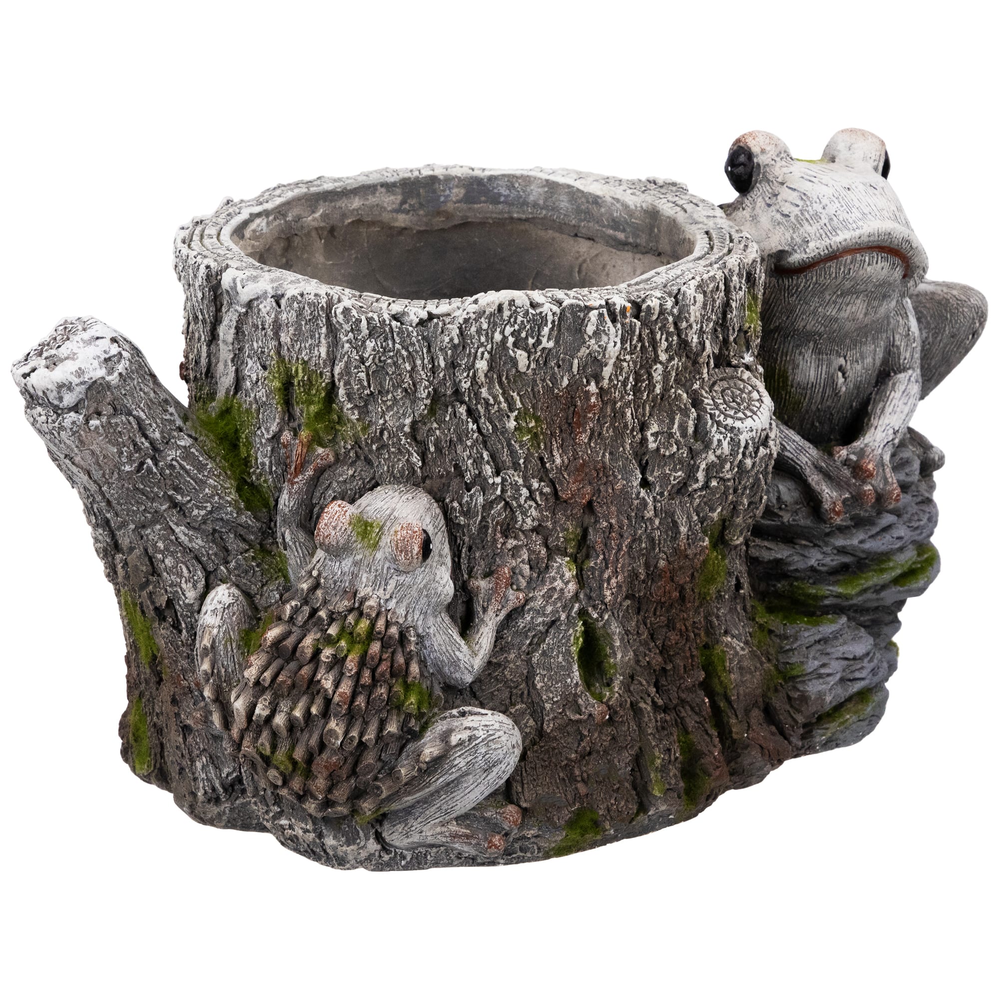 9&#x22; Frogs on Tree Stump Outdoor Garden Planter