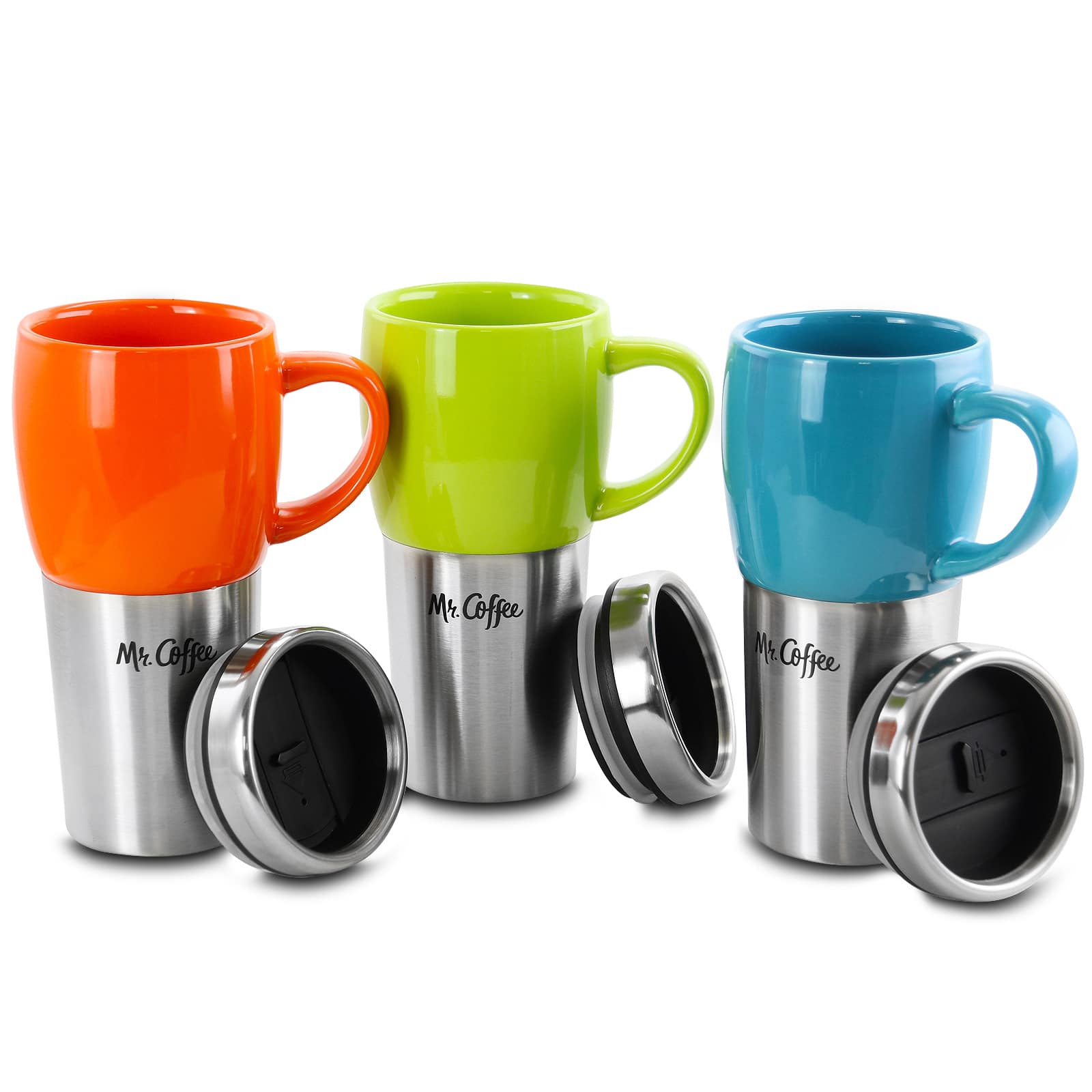 Mr. Coffee Traverse 16oz. Stainless Steel &#x26; Ceramic Travel Mug Set