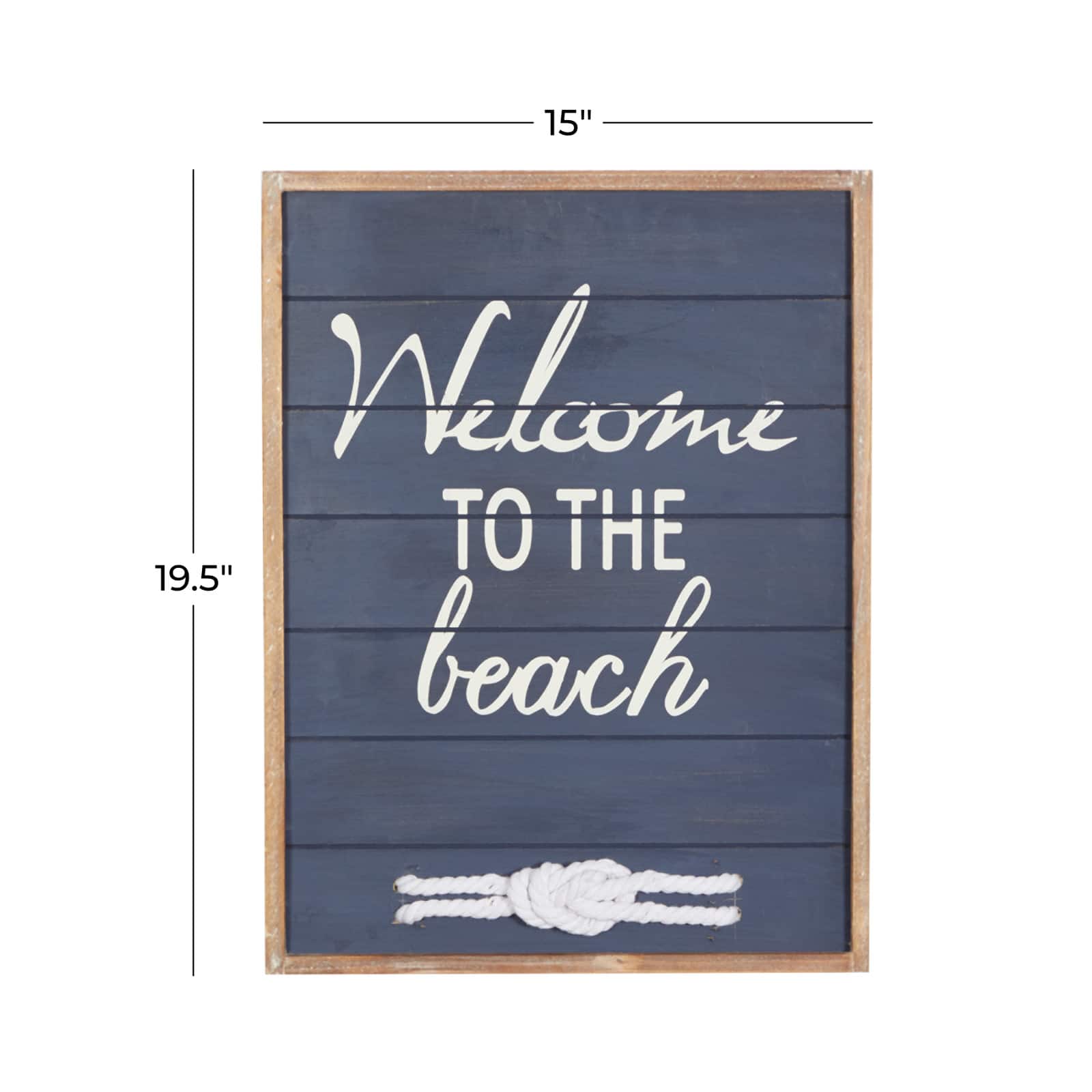 Coastal Blue Wood Welcome to the Beach Sign, 20&#x22; x 15&#x22; x 2&#x22;