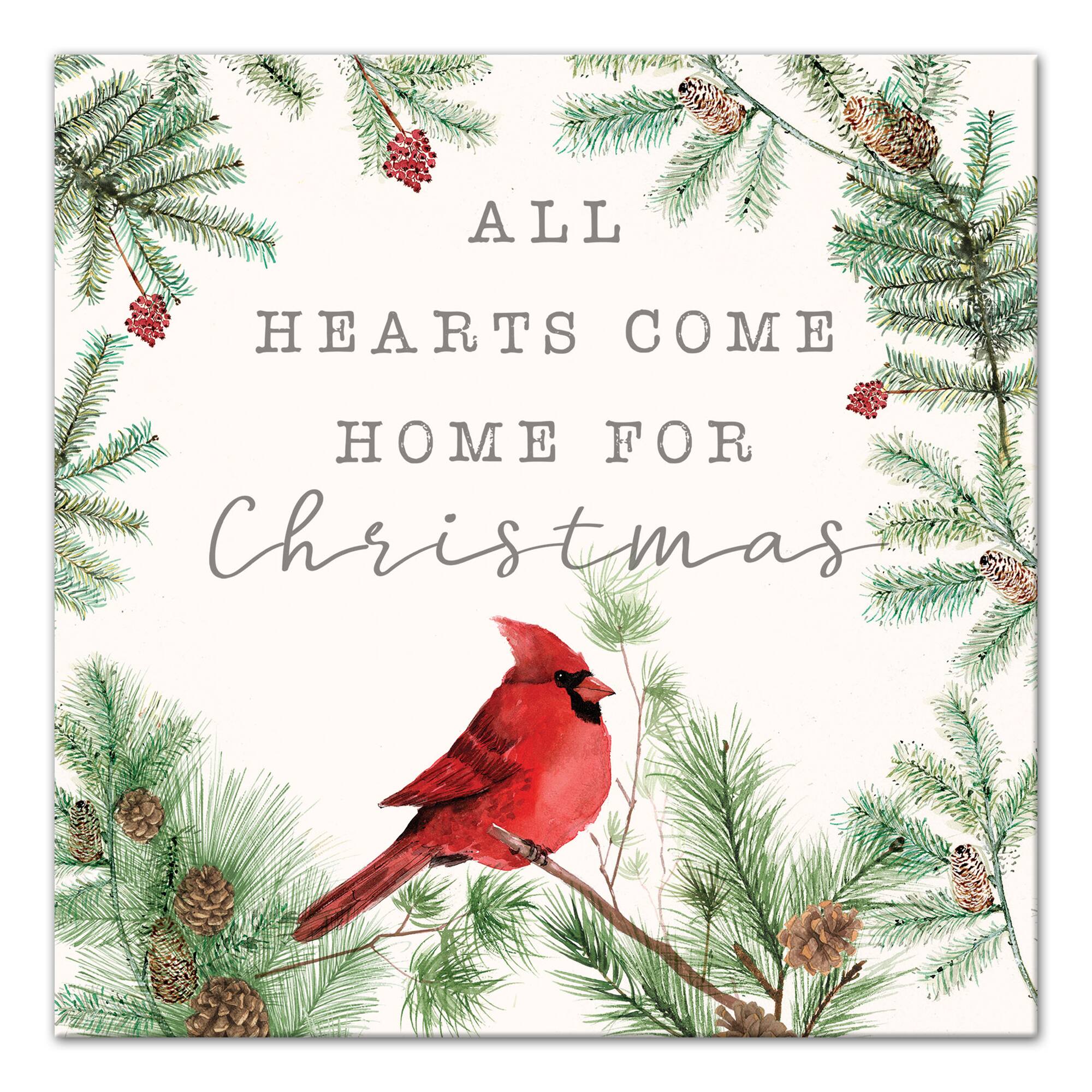 Hearts Come Home For Christmas Canvas Wall Art